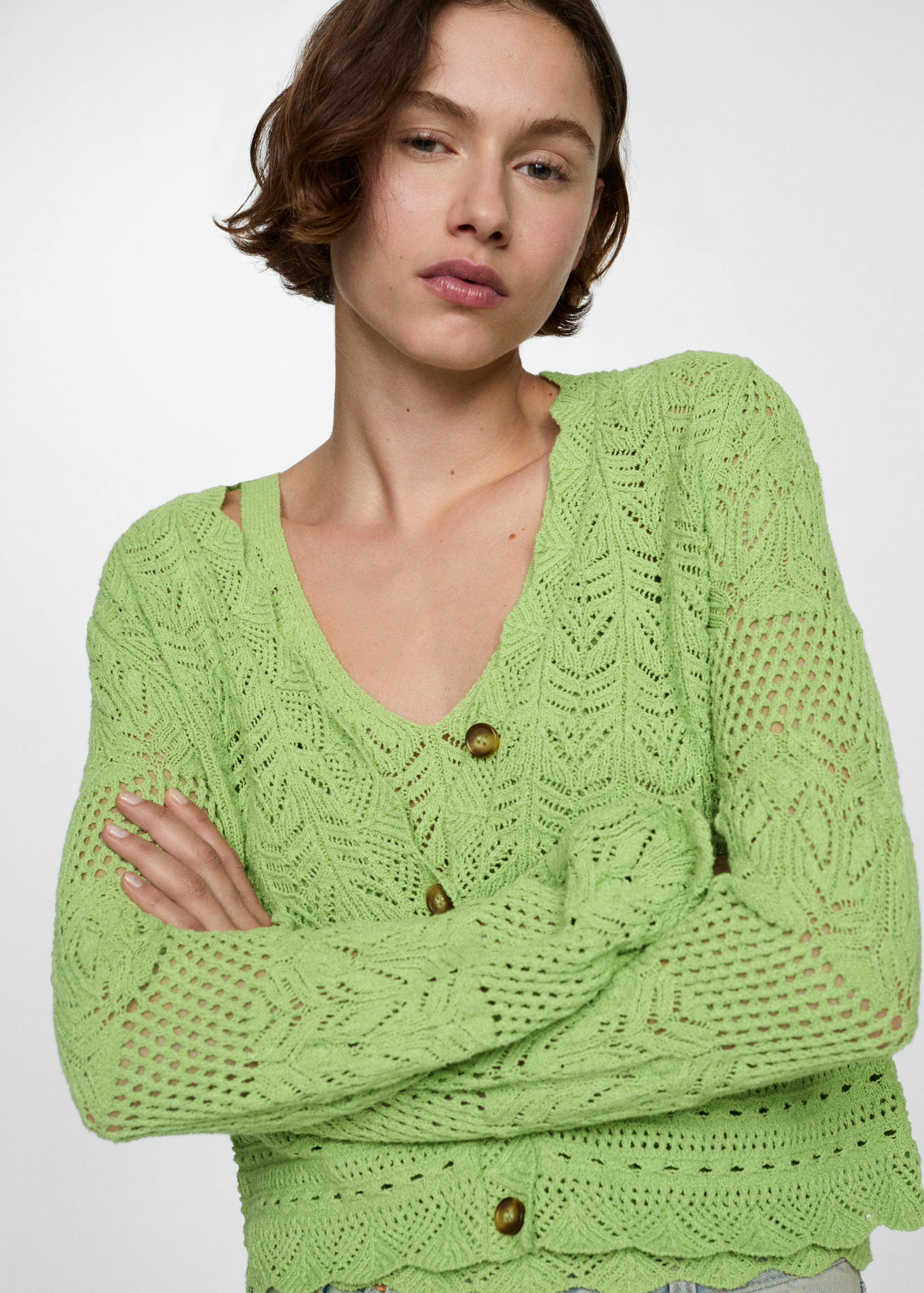Cardigan with lace details - Medium plane