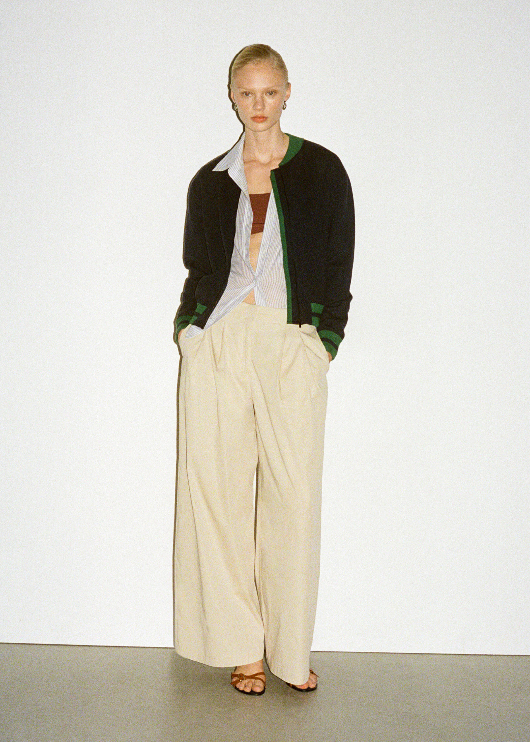 Contrasting ribbed cardigan - Details of the article 6