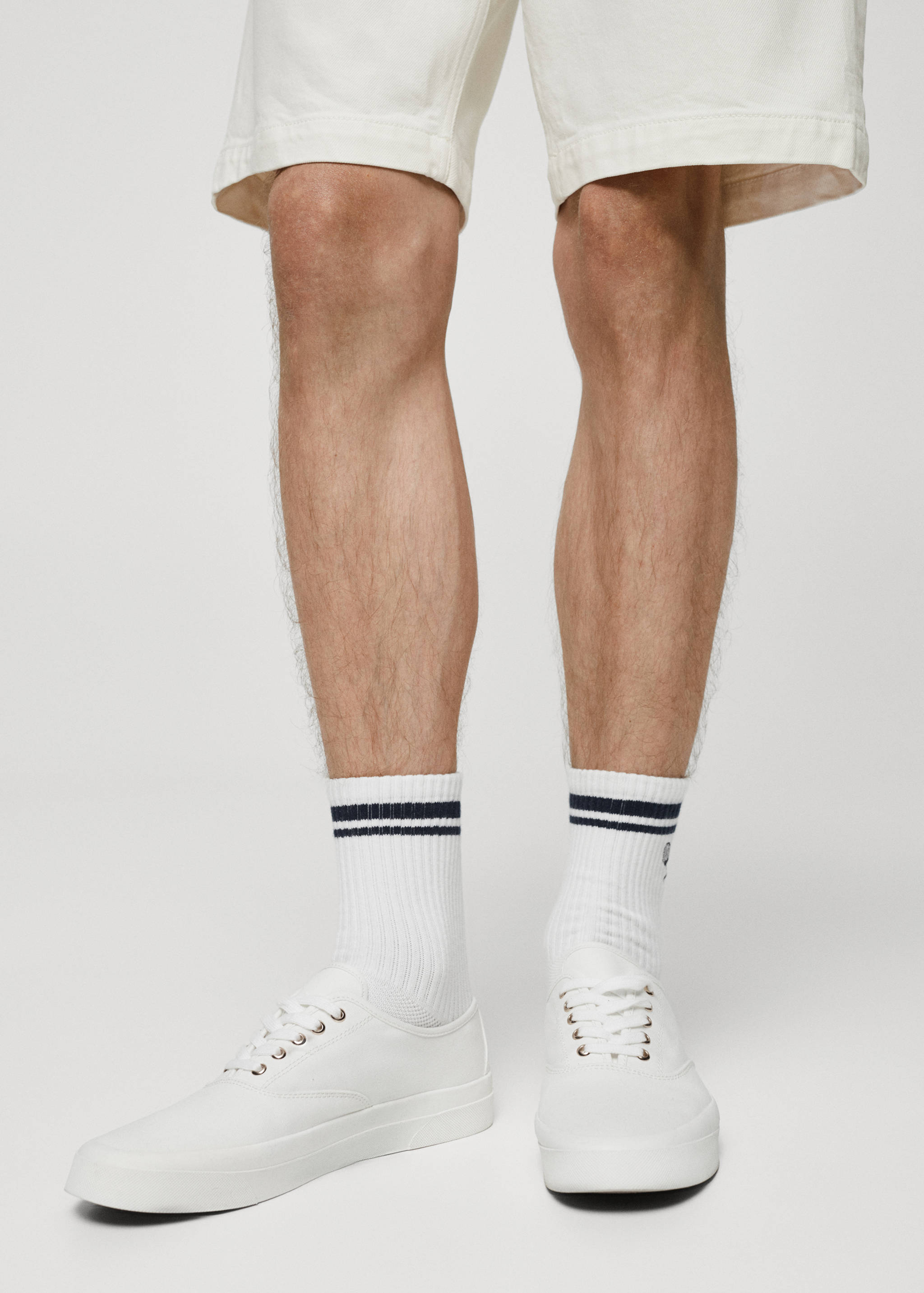 Lace-up cotton sneakers - General plane