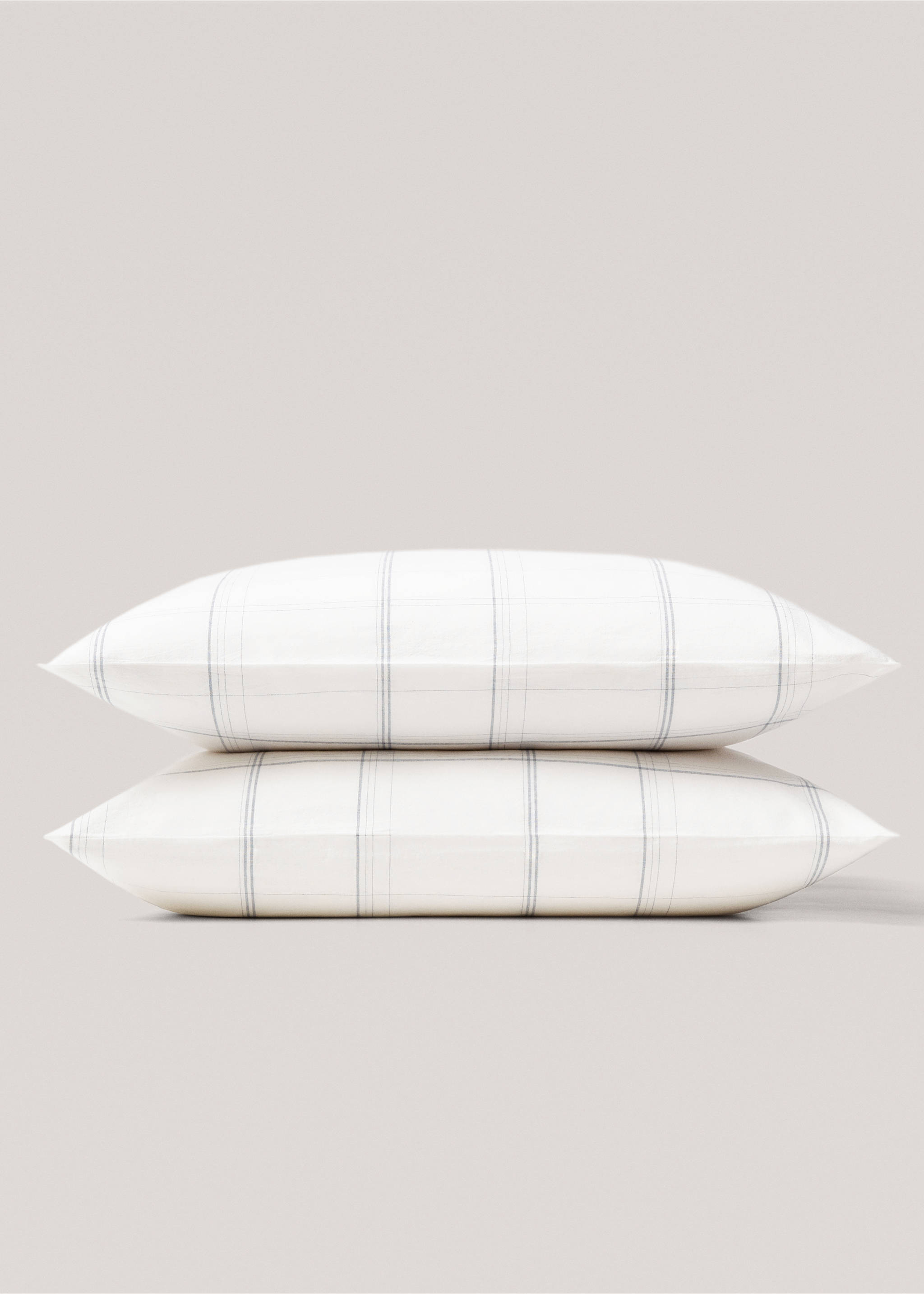 Taie d’oreiller coton lin 60x60 cm - Détail de l'article 3, Blanc. Ref: 67097692-00.