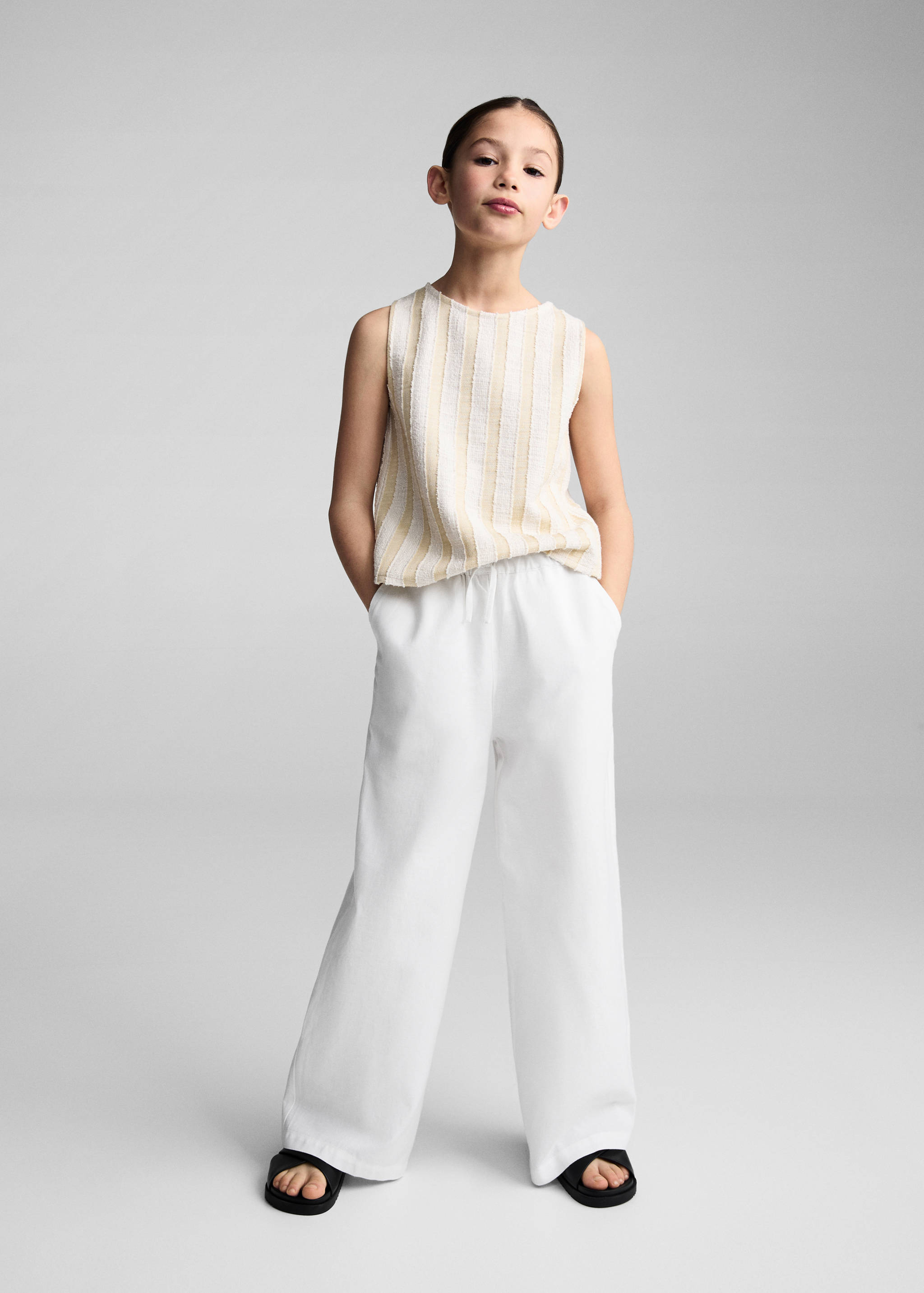 Wide leg linen trousers - General plane