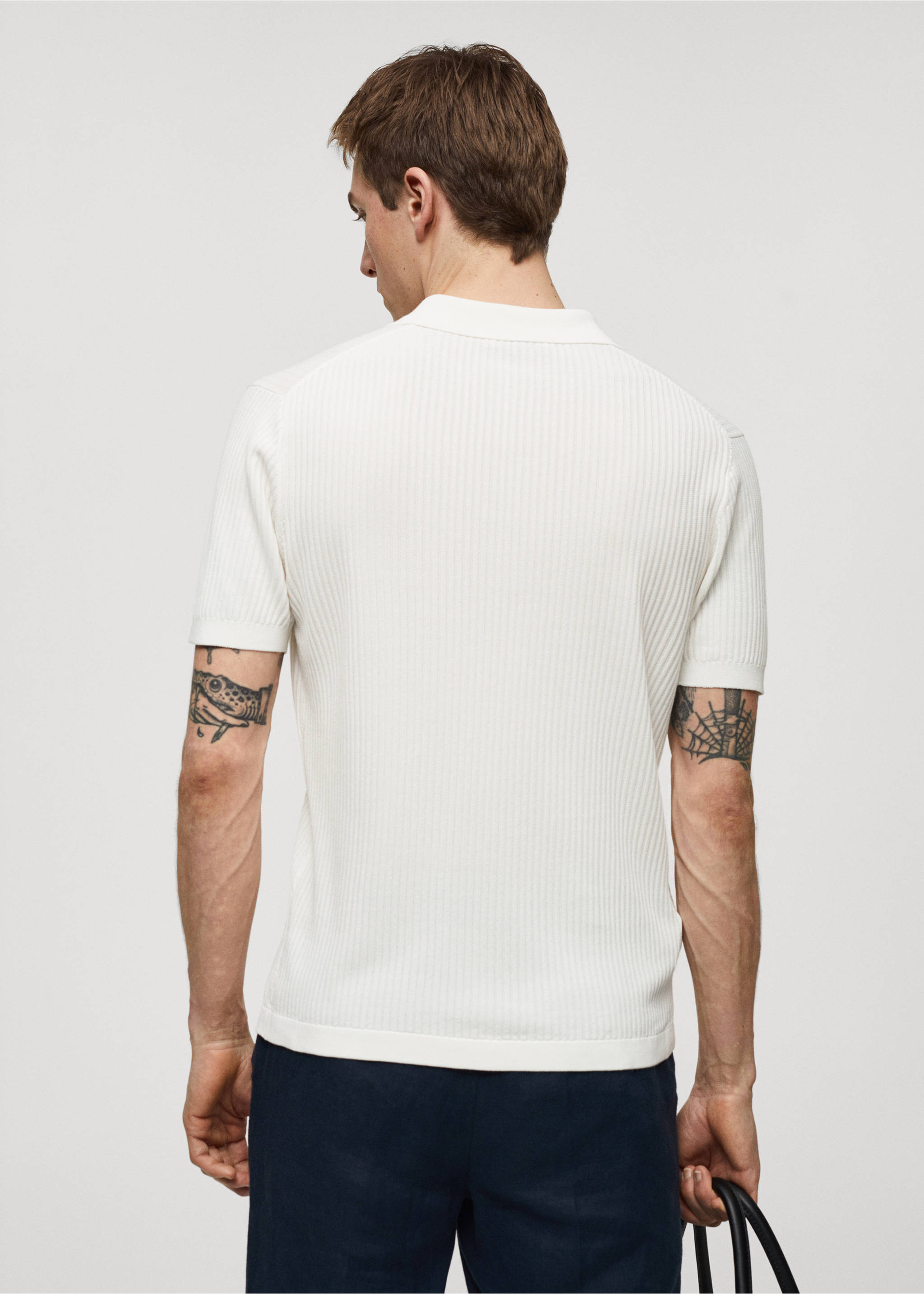 Knit cotton polo shirt - Reverse of the article, Off White. Ref: 67097696-00.