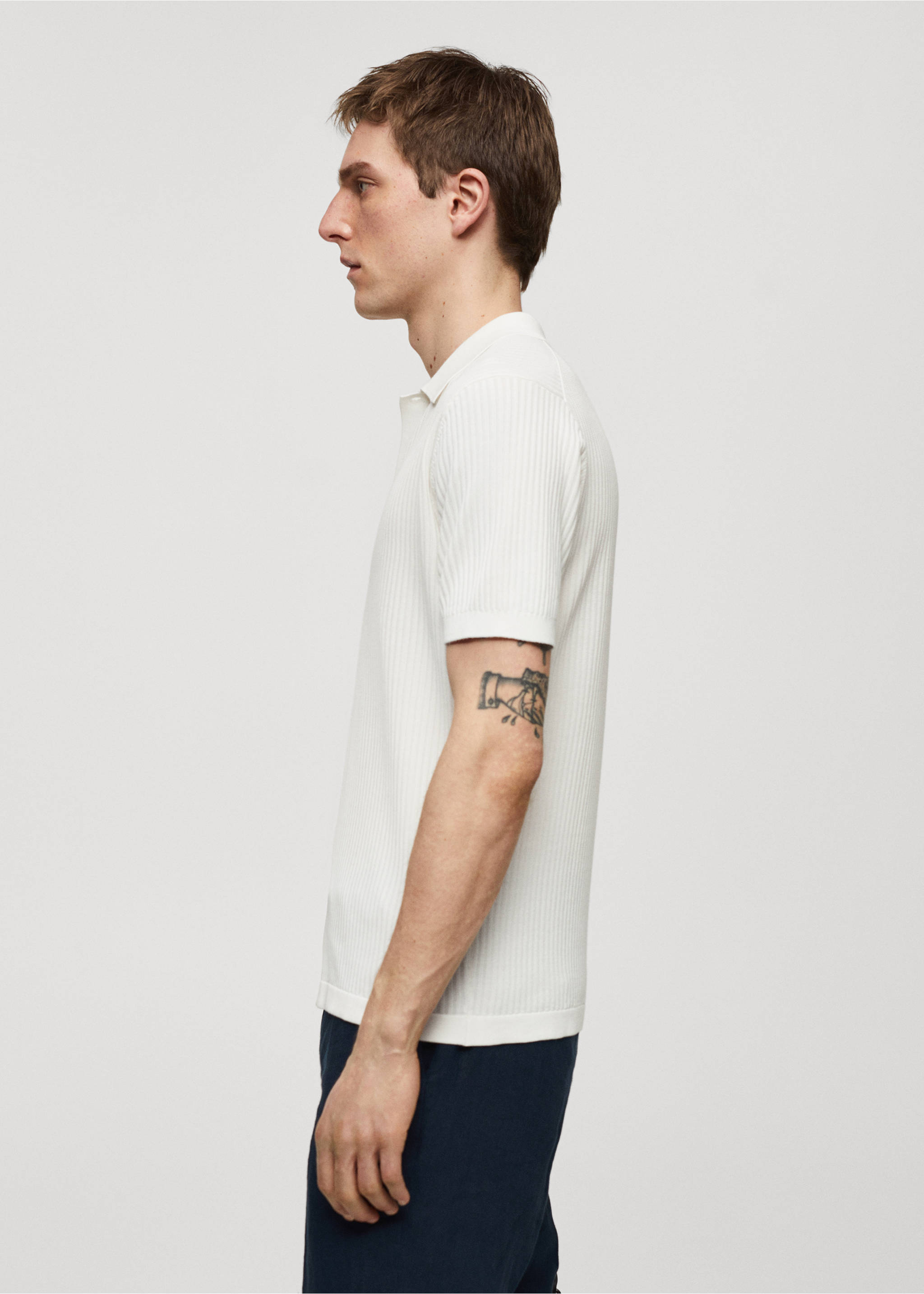 Knit cotton polo shirt - Details of the article 2, Off White. Ref: 67097696-00.