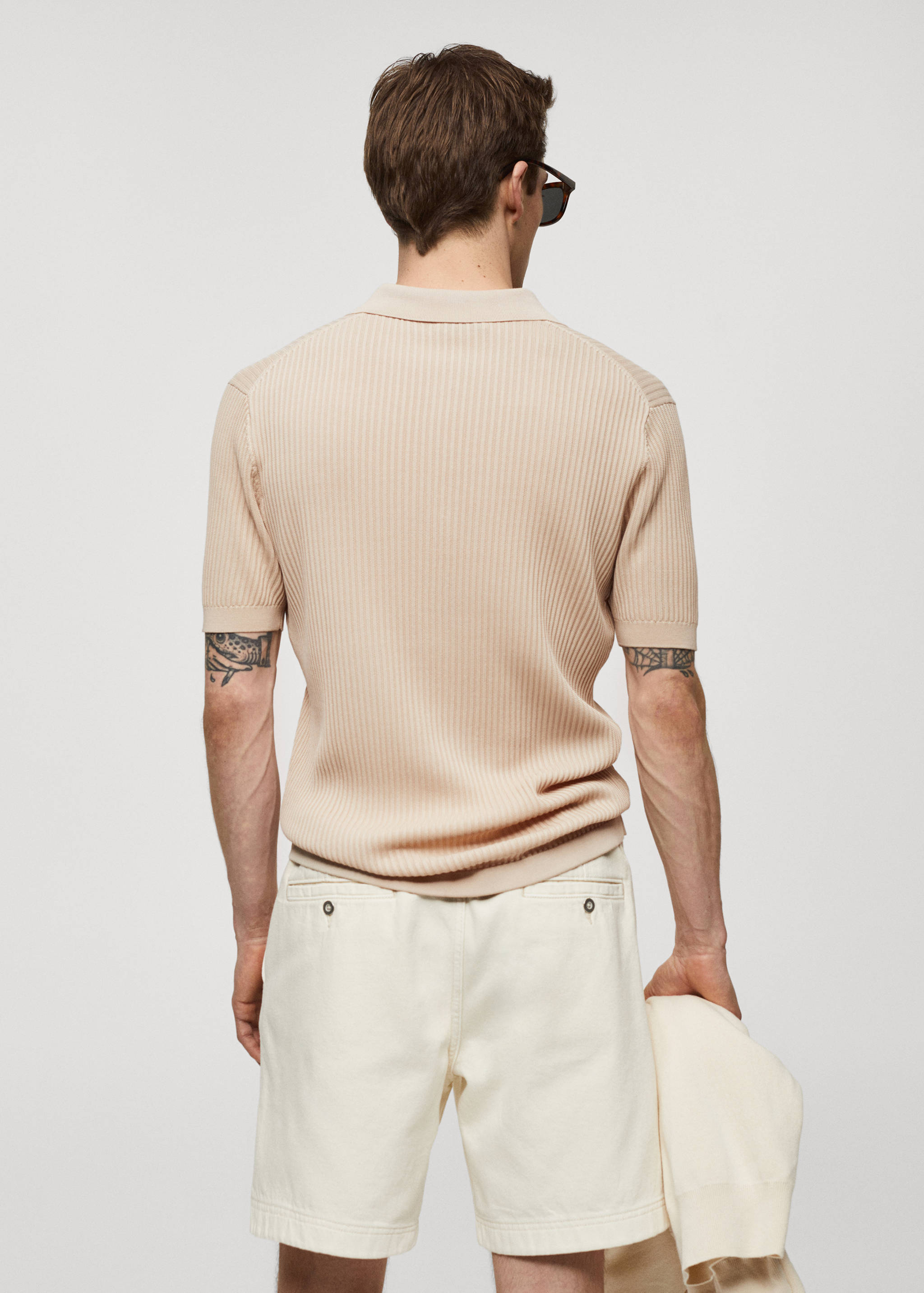 Knit cotton polo shirt - Reverse of the article