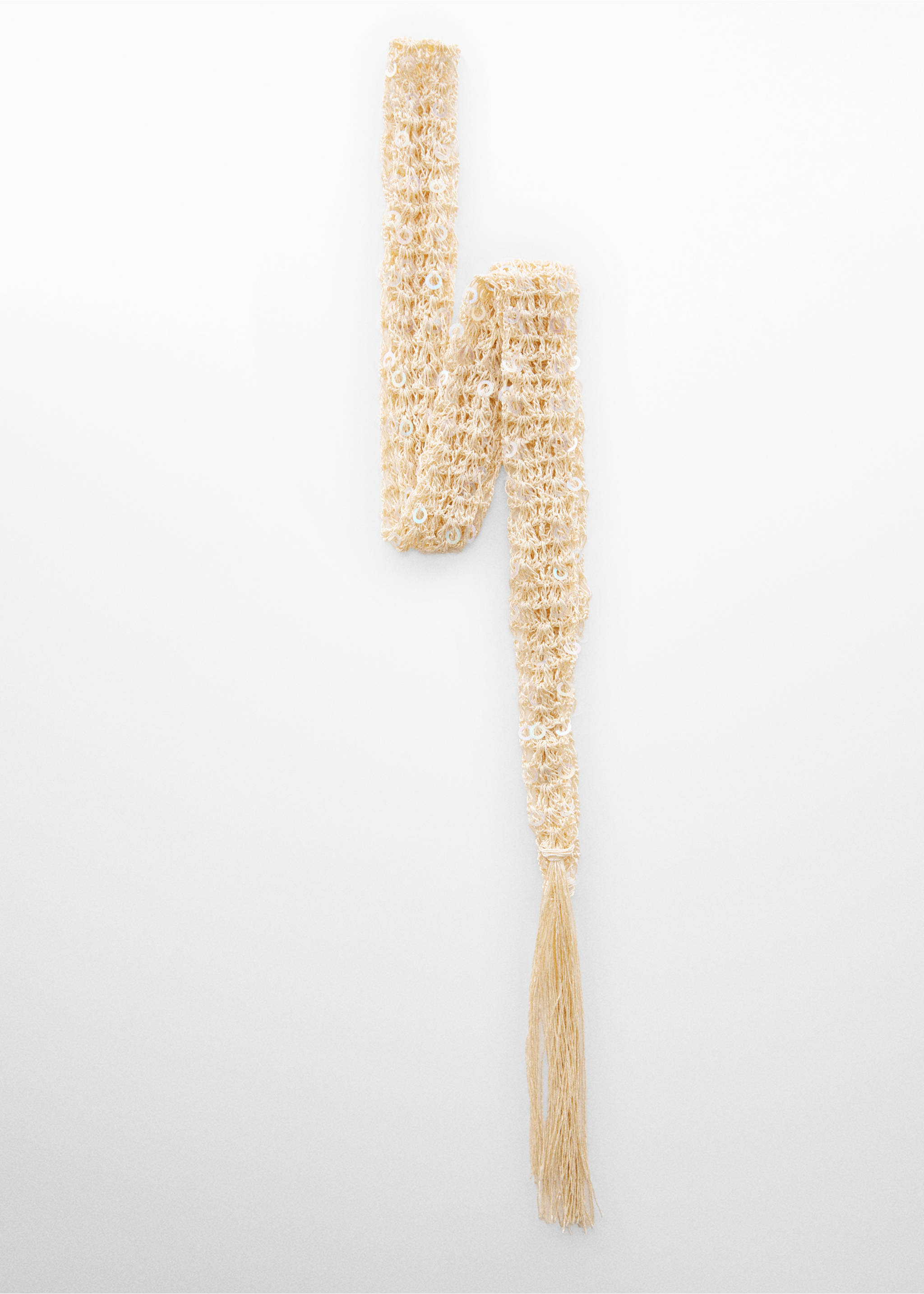 Scarf with sequin detail - Article without model, Ecru. Ref: 67097706-00.