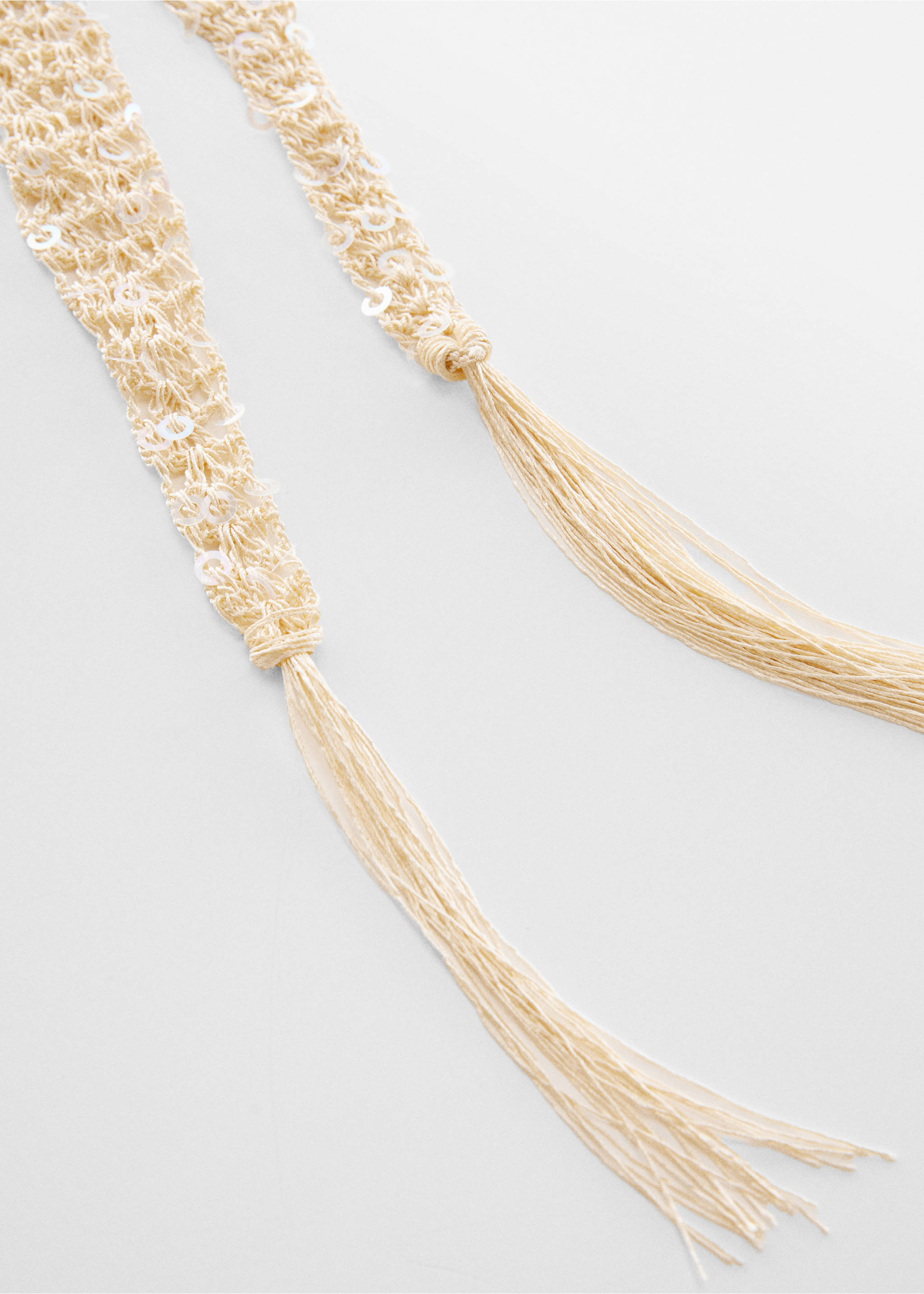 Scarf with sequin detail - Medium plane, Ecru. Ref: 67097706-00.