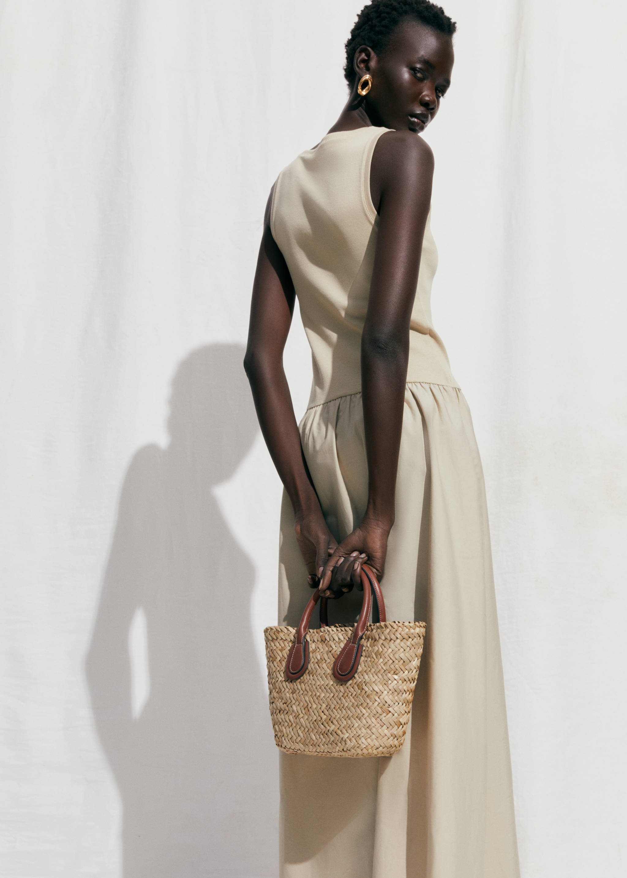 Natural fibre basket bag - General plane, Leather. Ref: 67097905-00.