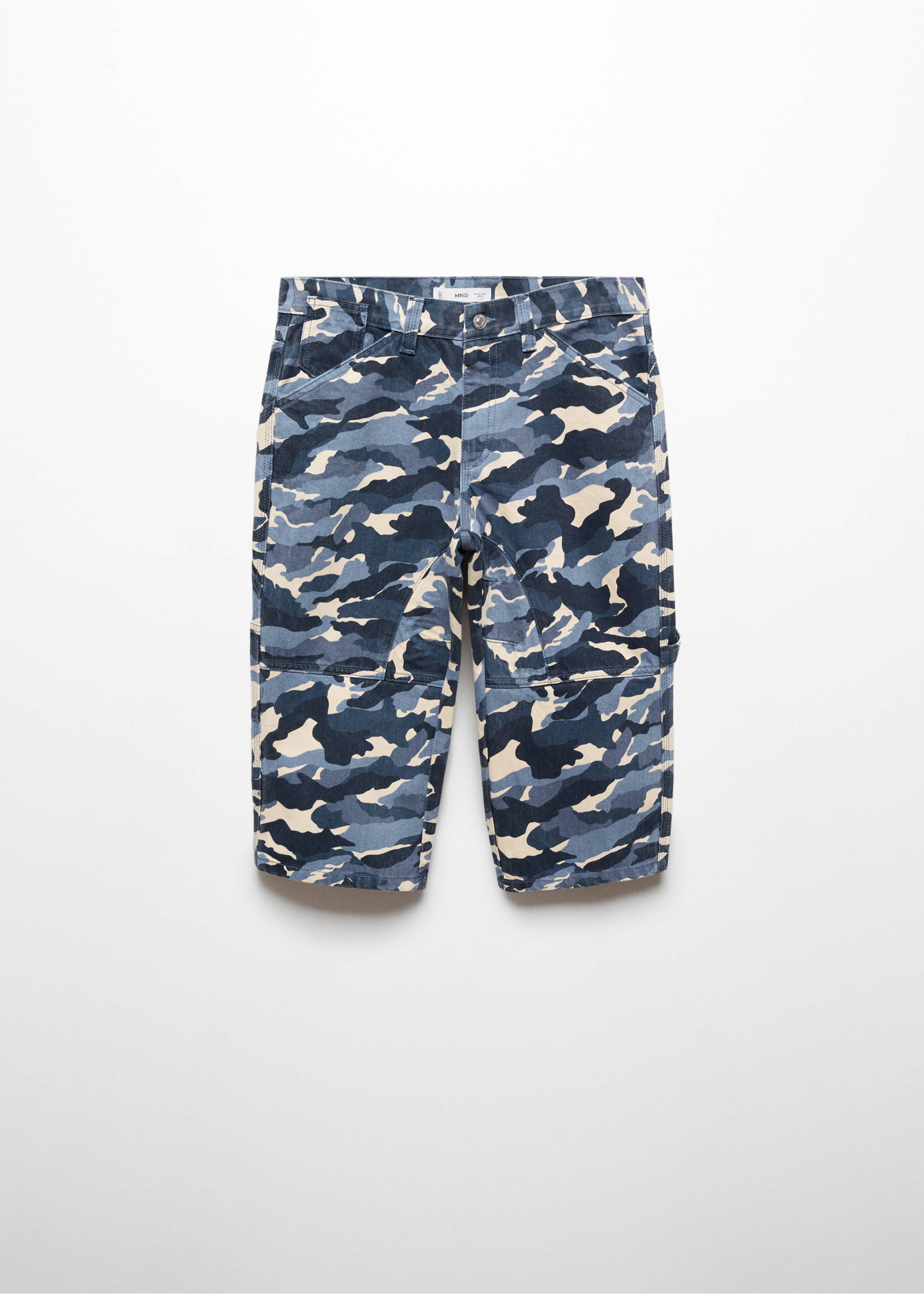 Camouflage denim shorts - Article without model, Blue. Ref: 67097912-00.