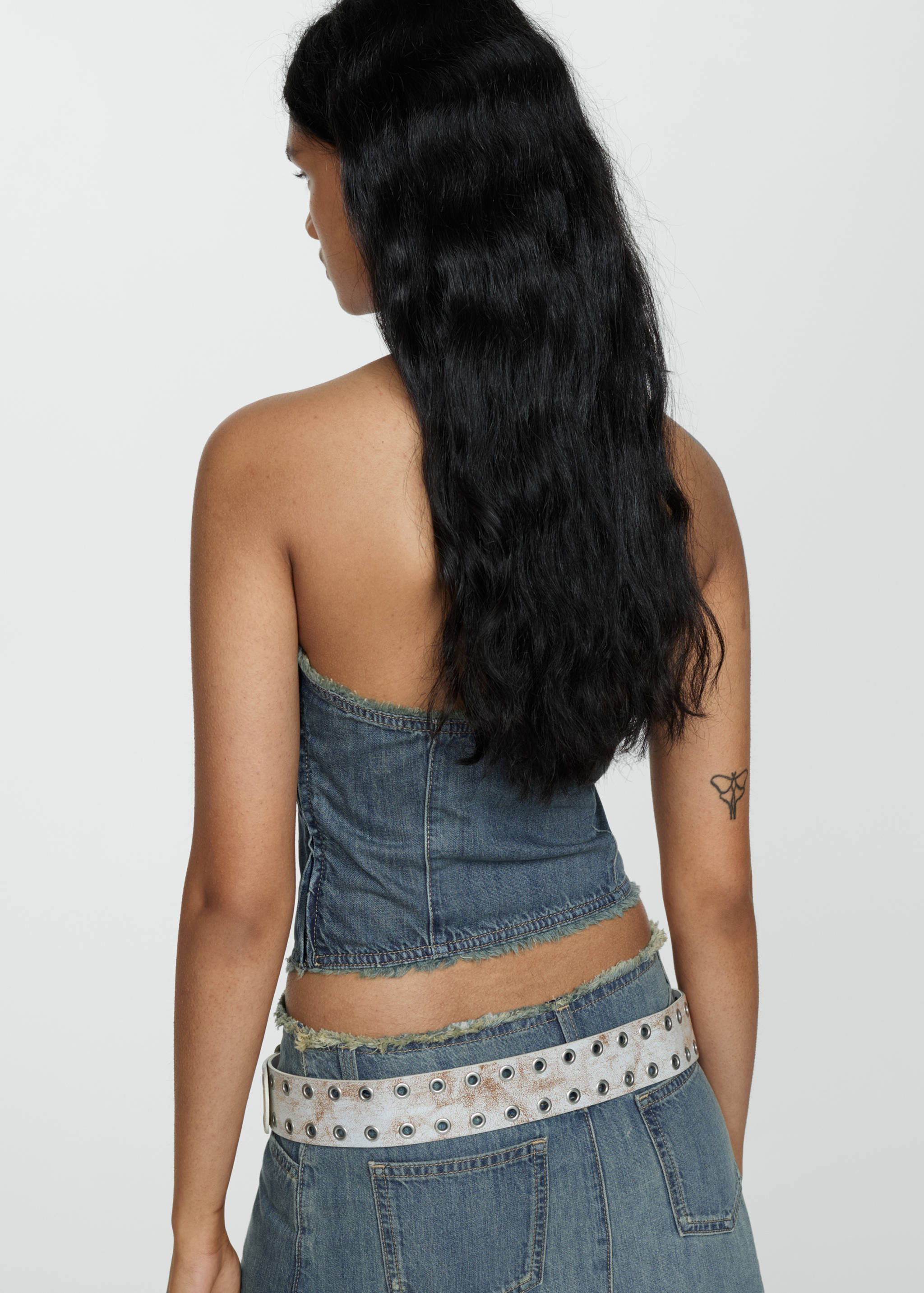 Top en jean bords effilochés - Verso de l’article