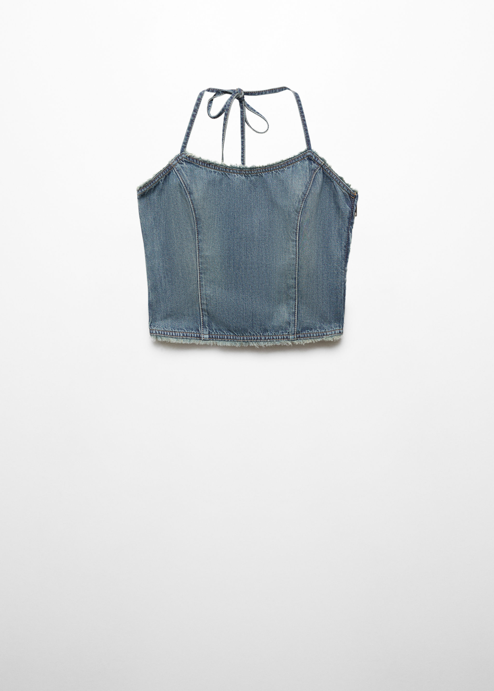 Denim top with frayed ends - Women | MANGO OUTLET USA Denim top with frayed ends - Women | MANGO OUTLET USA