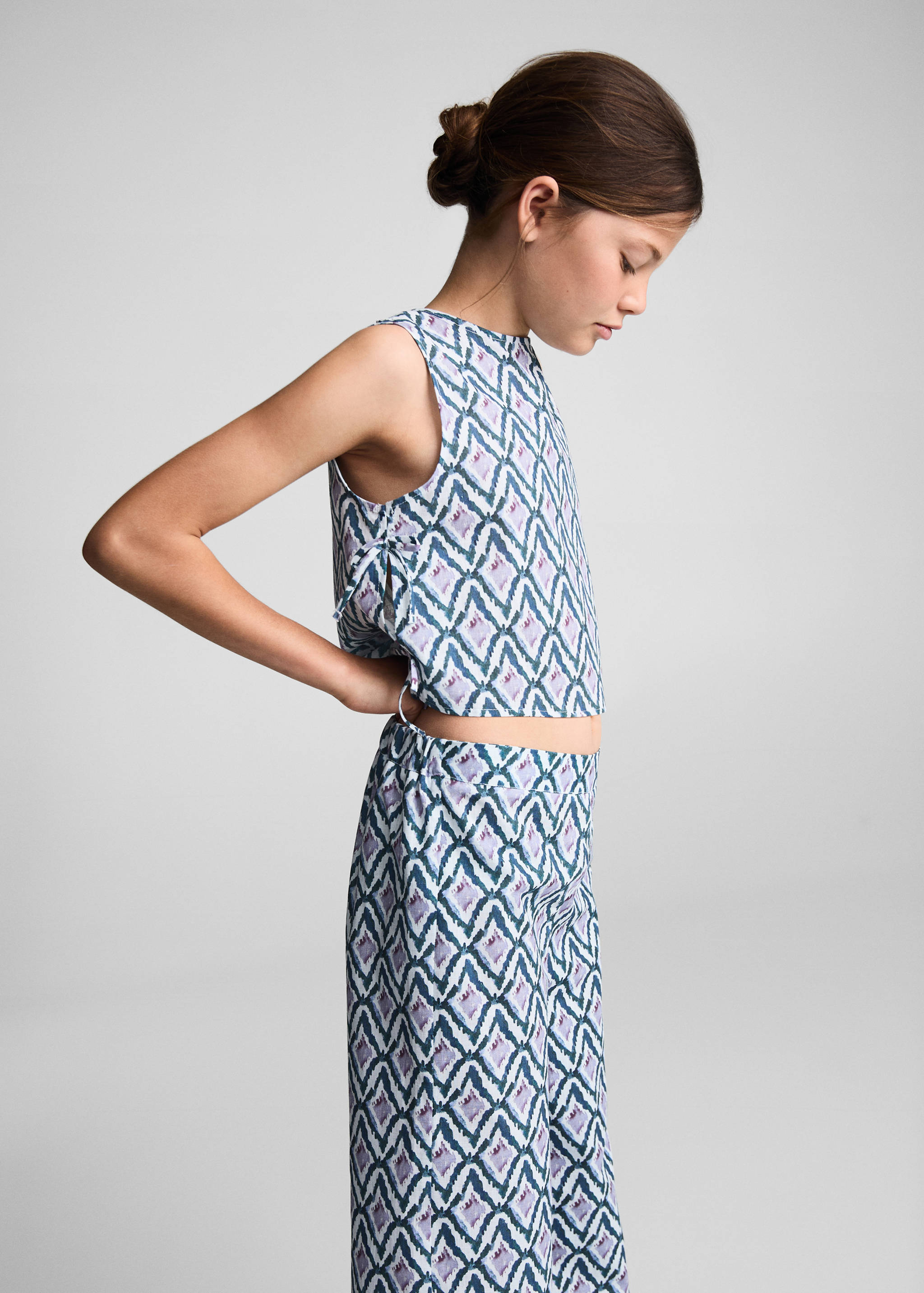 Printed crop top with bow - Medium plane