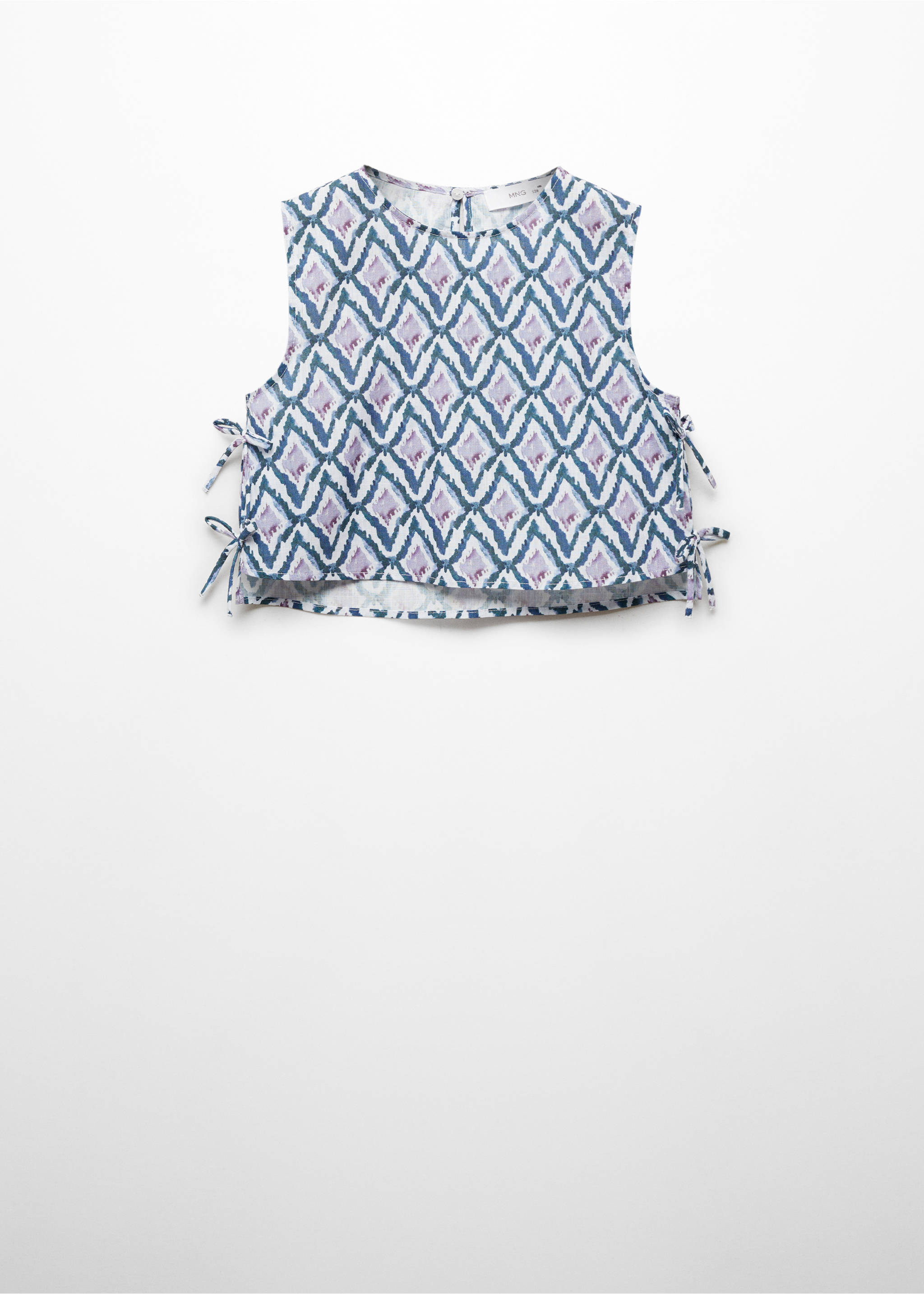 Gemustertes Crop-Top mit Schleife - Artikel ohne Model, Helllila/Pastelllila. Ref: 67097922-00.