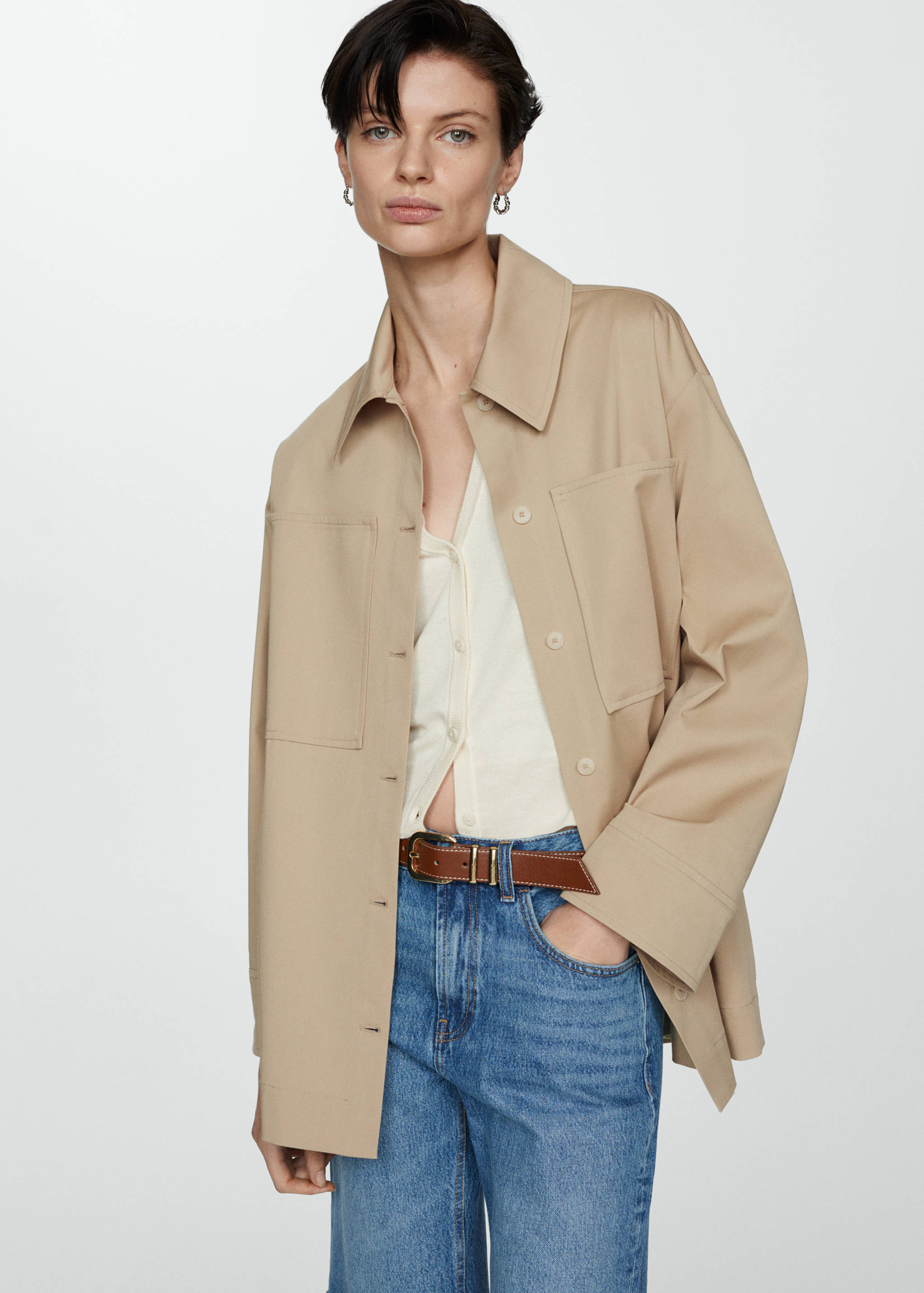 Oversized overshirt with pockets - Medium plane