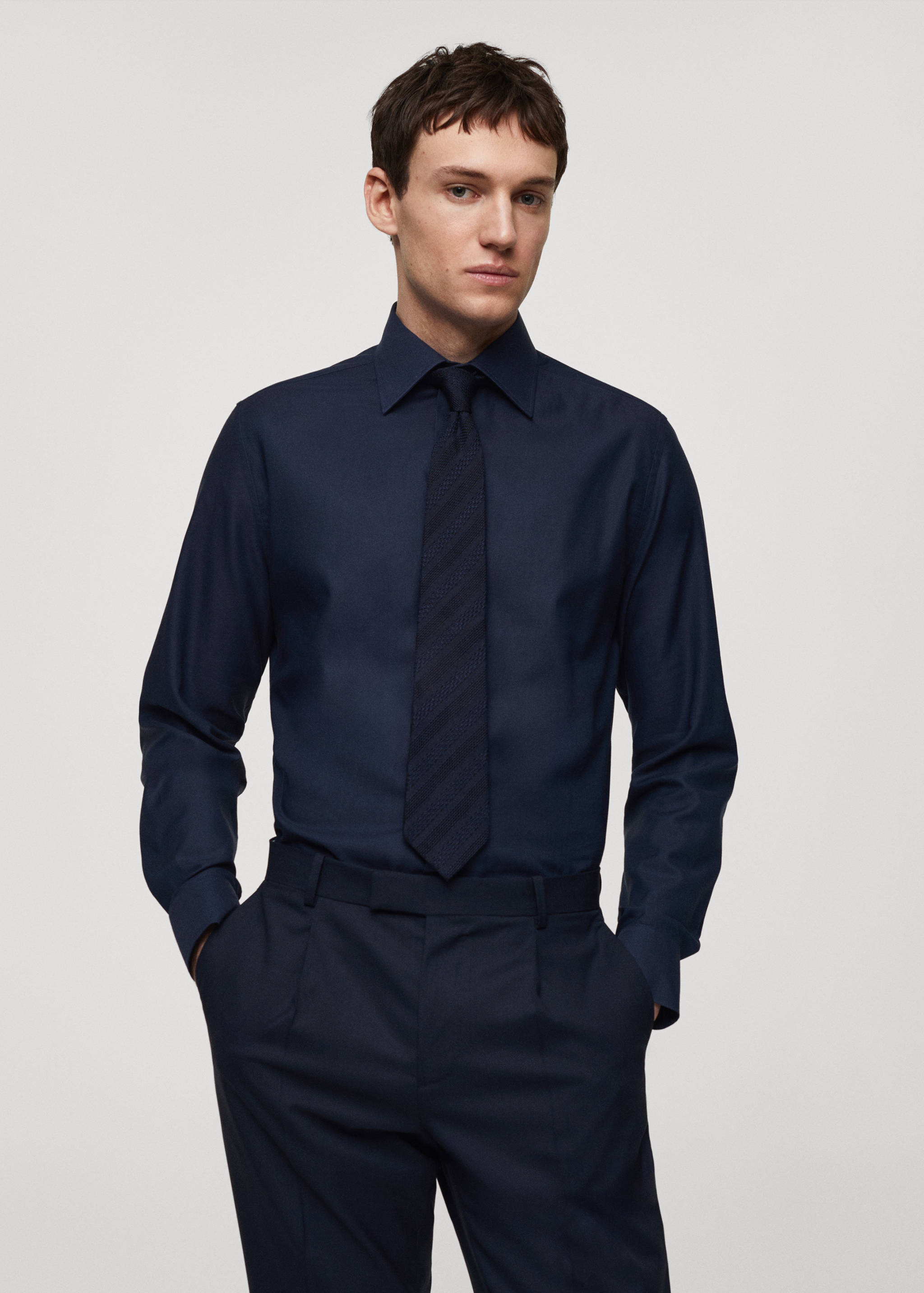 Slim-fit Tencel cotton shirt - Medium plane