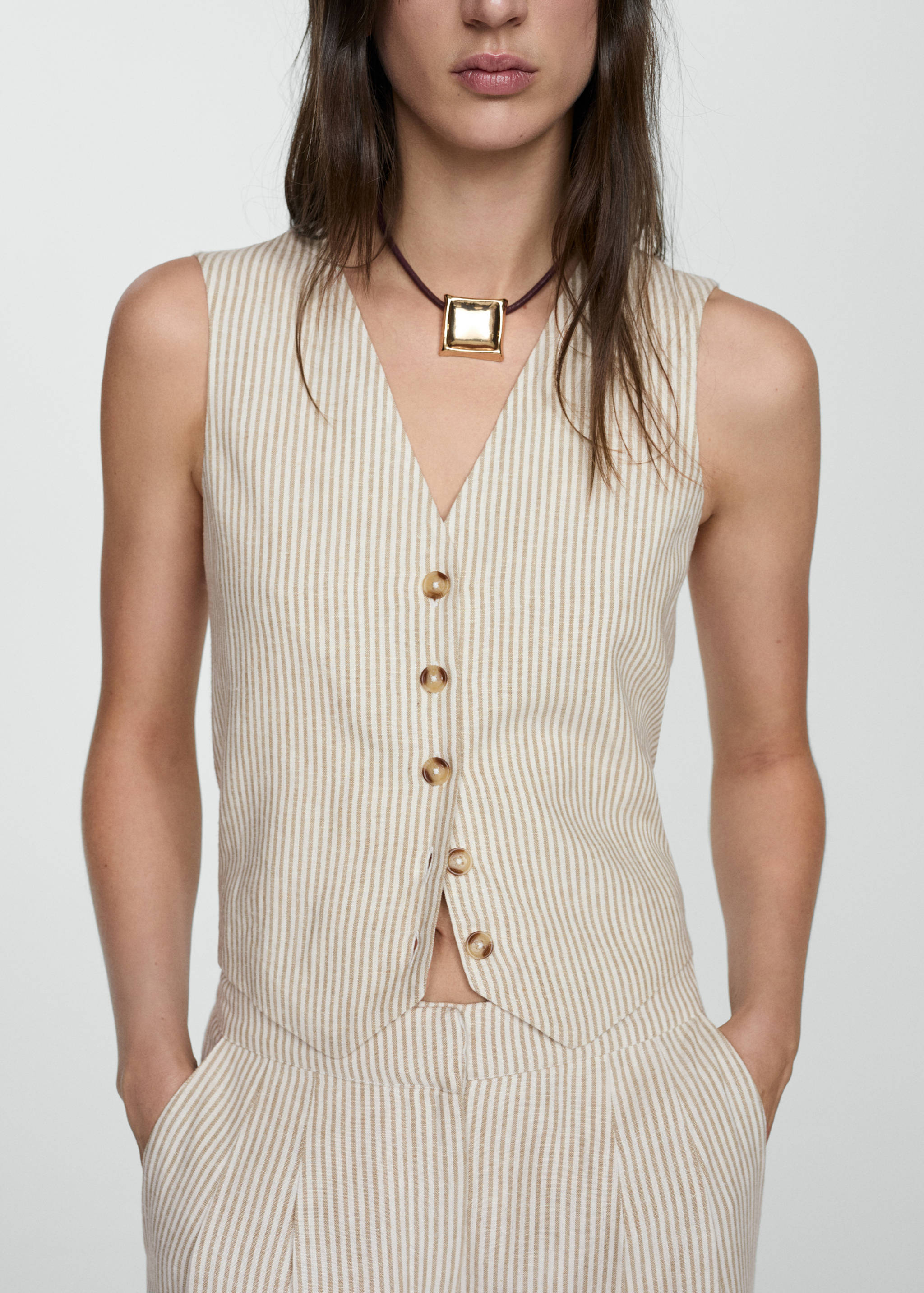 Striped linen vest - Details of the article 6