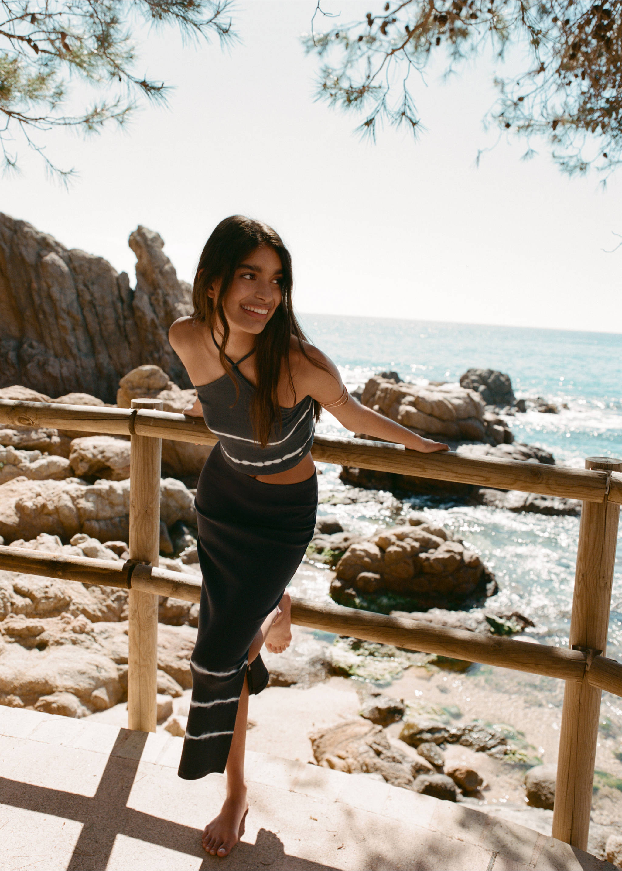 Tie-dye midi skirt - Details of the article 5, Dark Navy. Ref: 67098273-00.