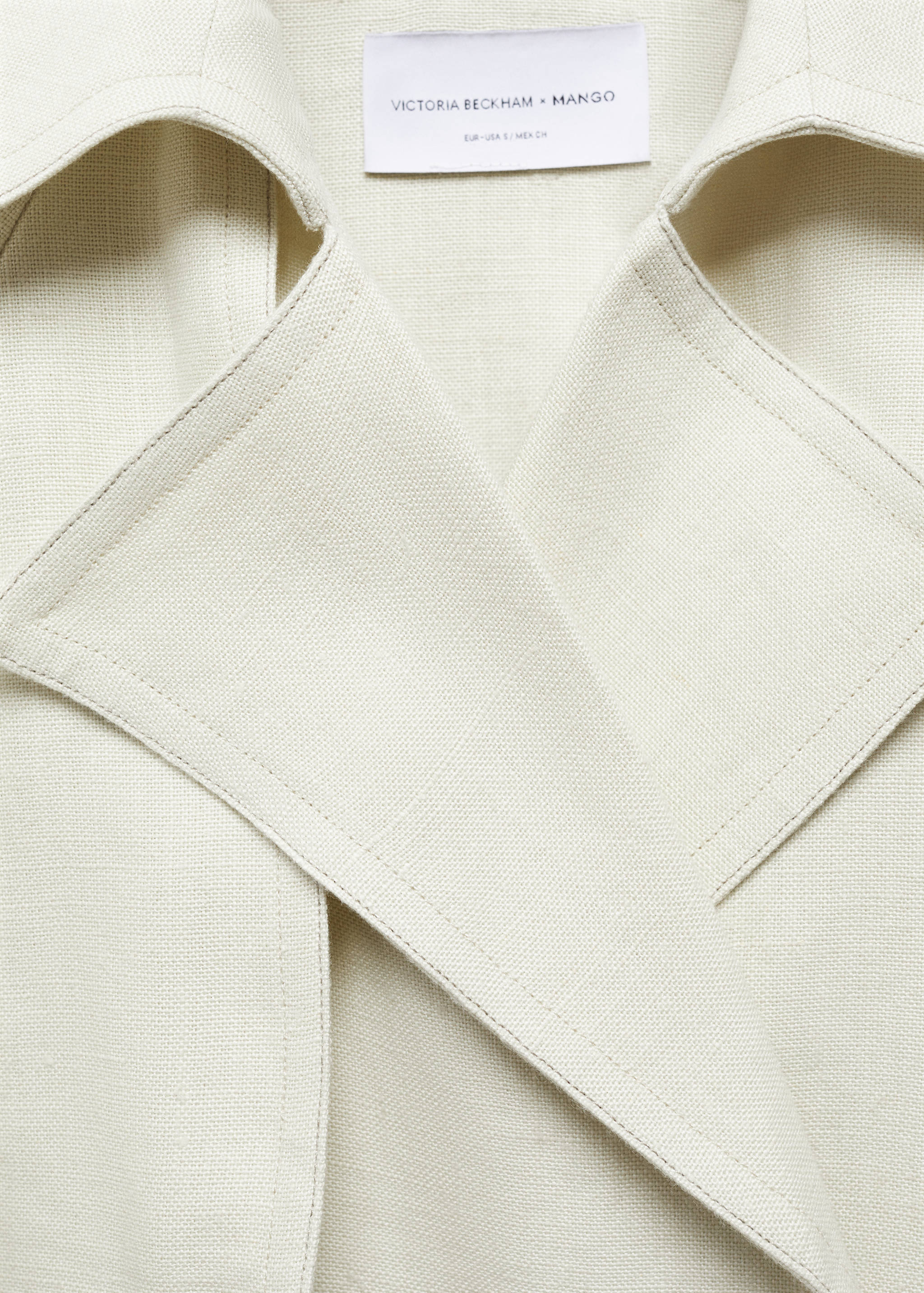 100% linen cropped trench coat - Details of the article 0