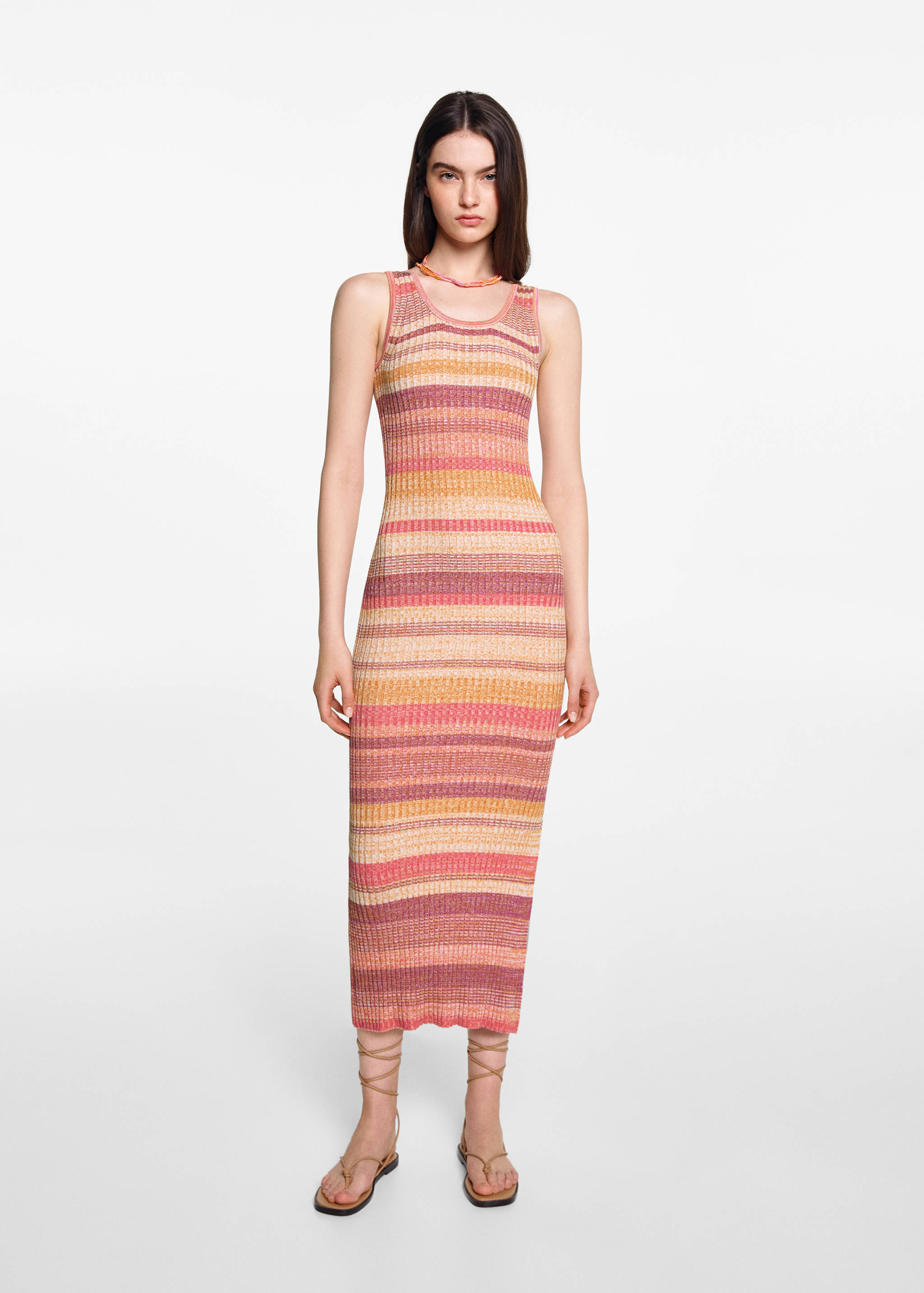 Multi-coloured midi knitted dress - General plane