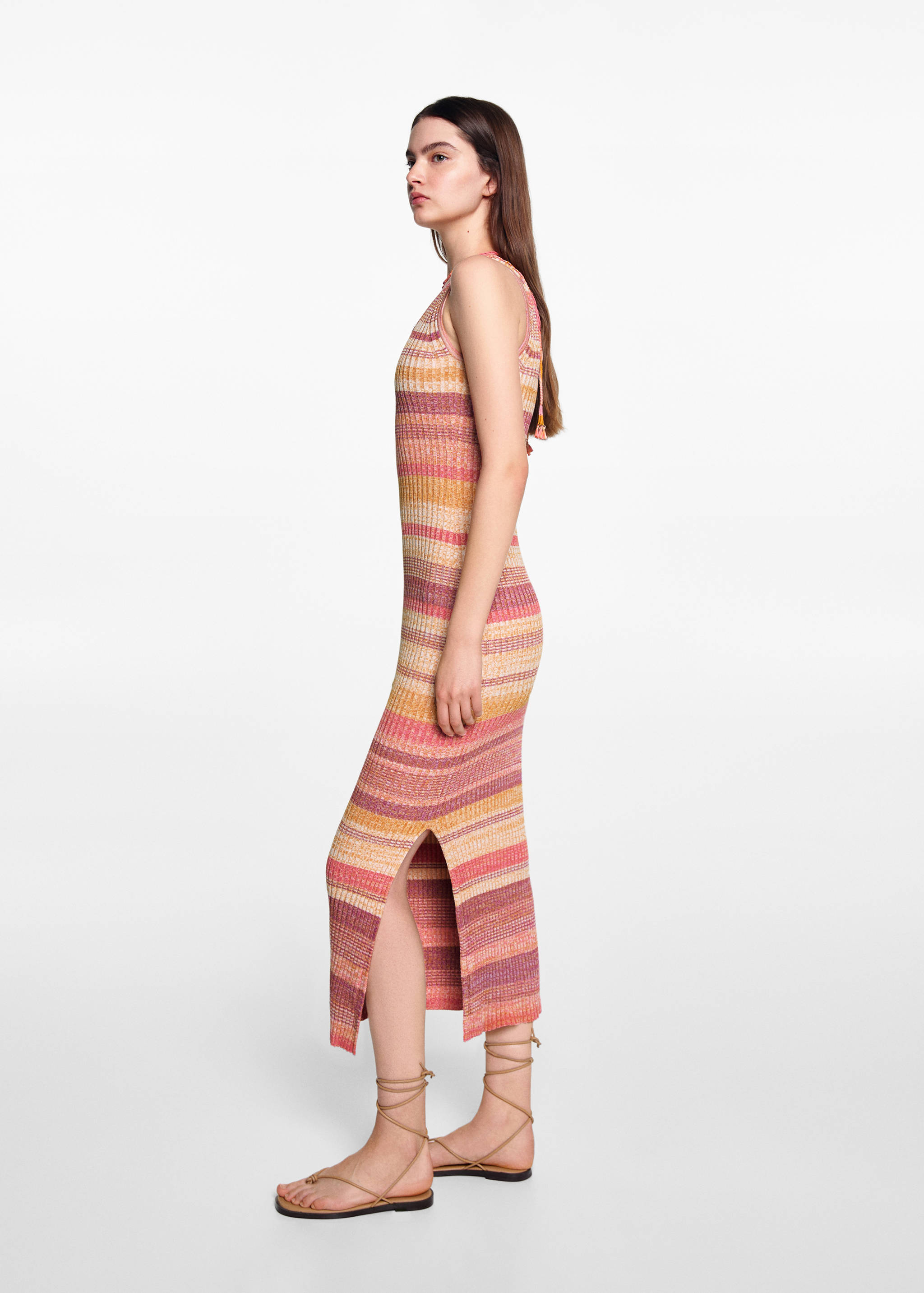 Multi-coloured midi knitted dress - Medium plane