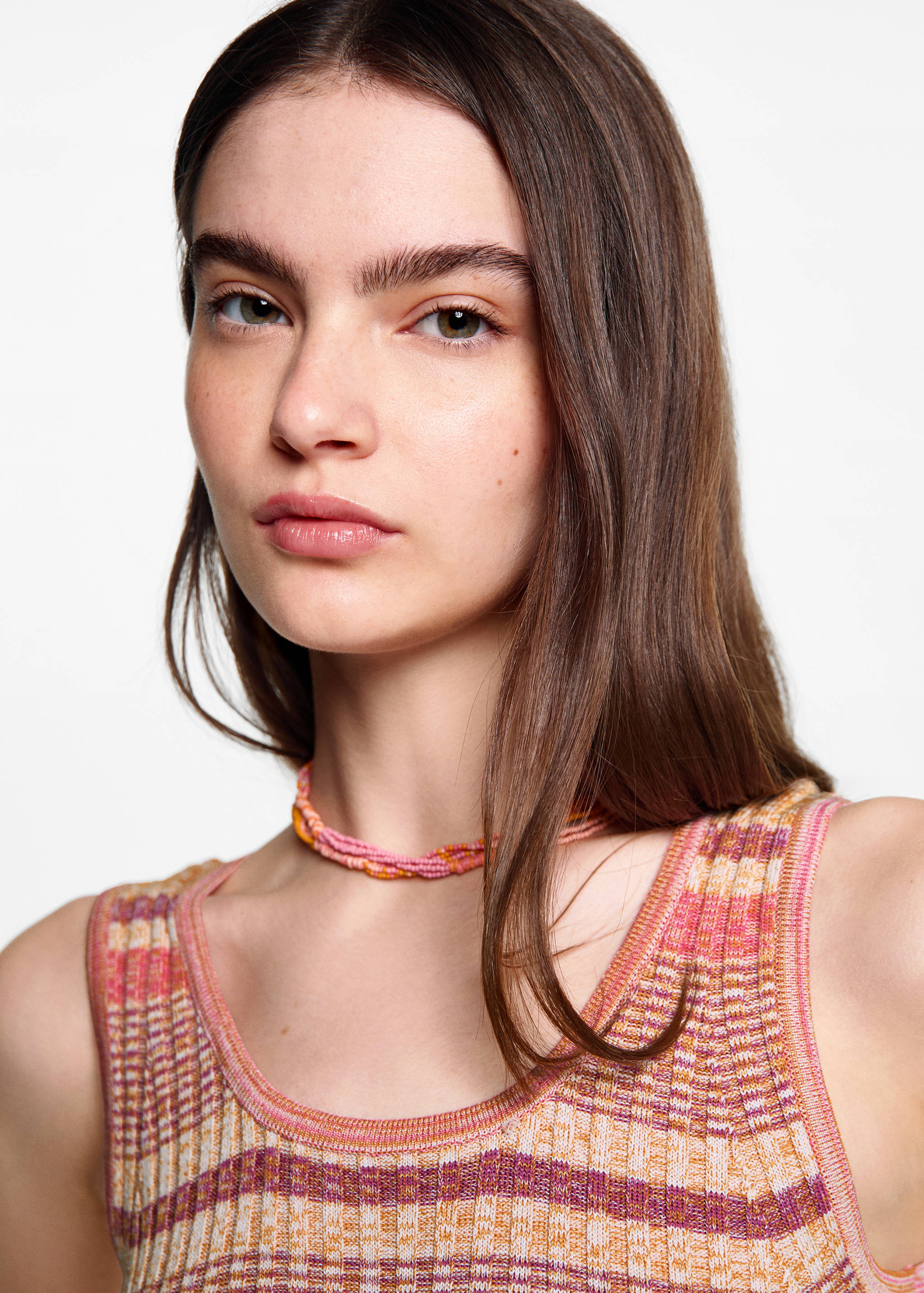 Multi-coloured midi knitted dress - Details of the article 1