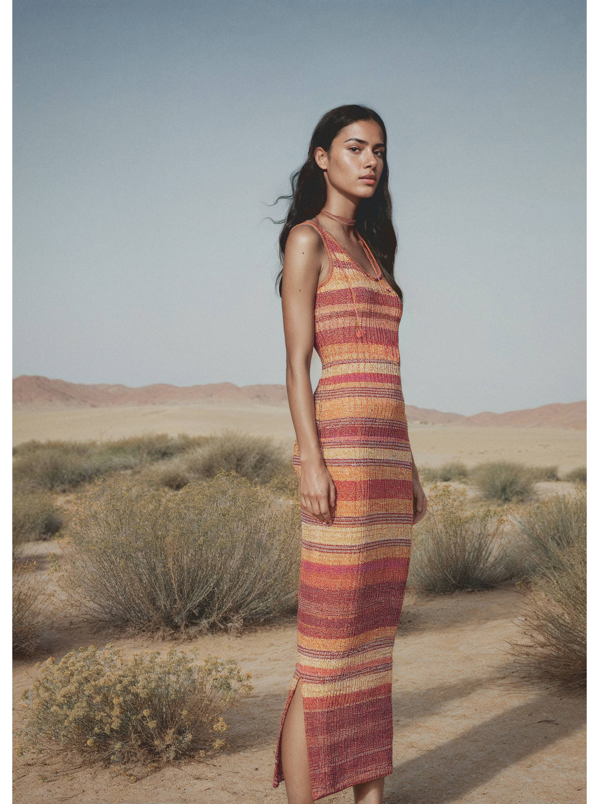 Multi-coloured midi knitted dress - Details of the article 5