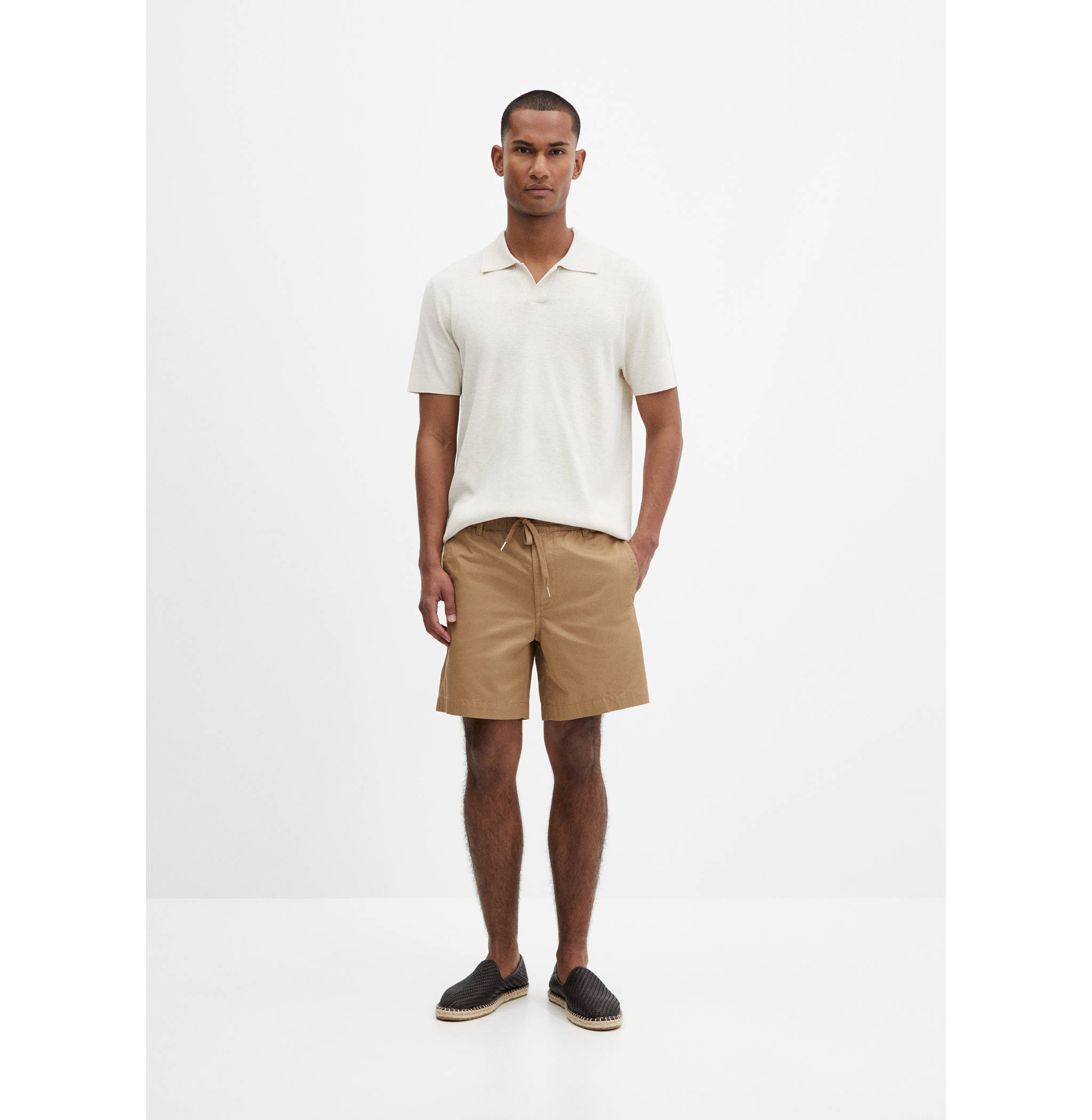 100% cotton bermuda shorts with drawstring - General plane