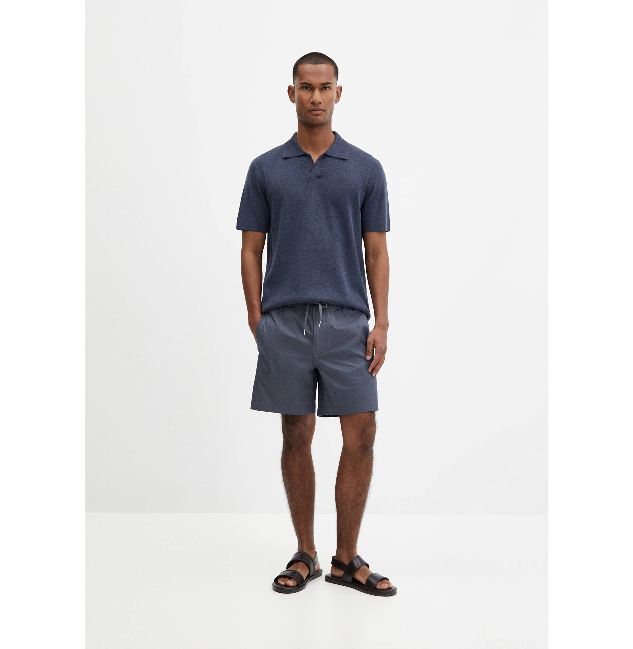 100% cotton bermuda shorts with drawstring - General plane
