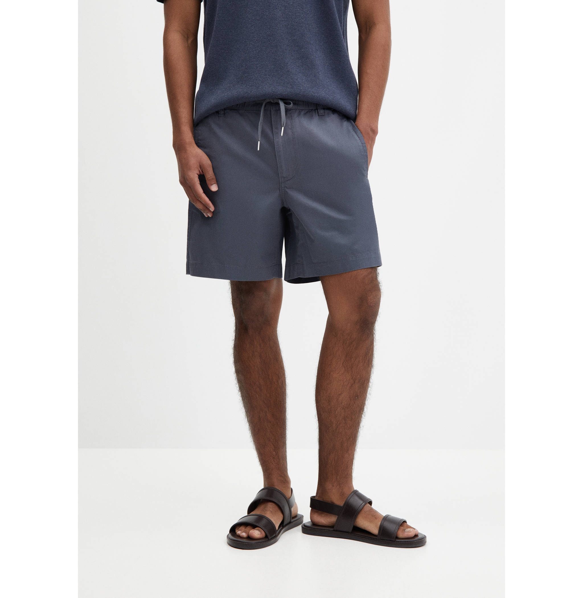 100% cotton bermuda shorts with drawstring - Medium plane