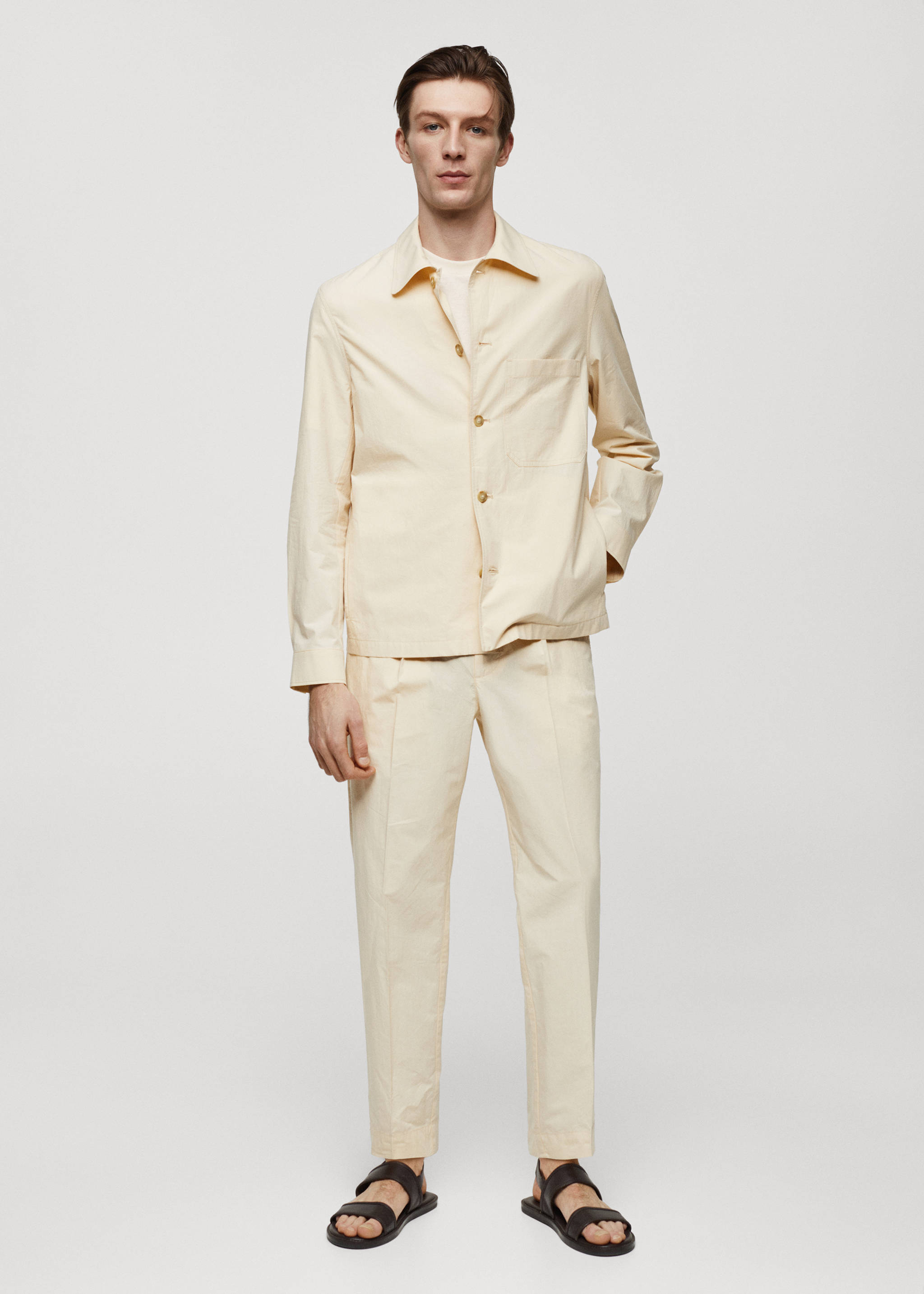 100% cotton overshirt with pocket - General plane