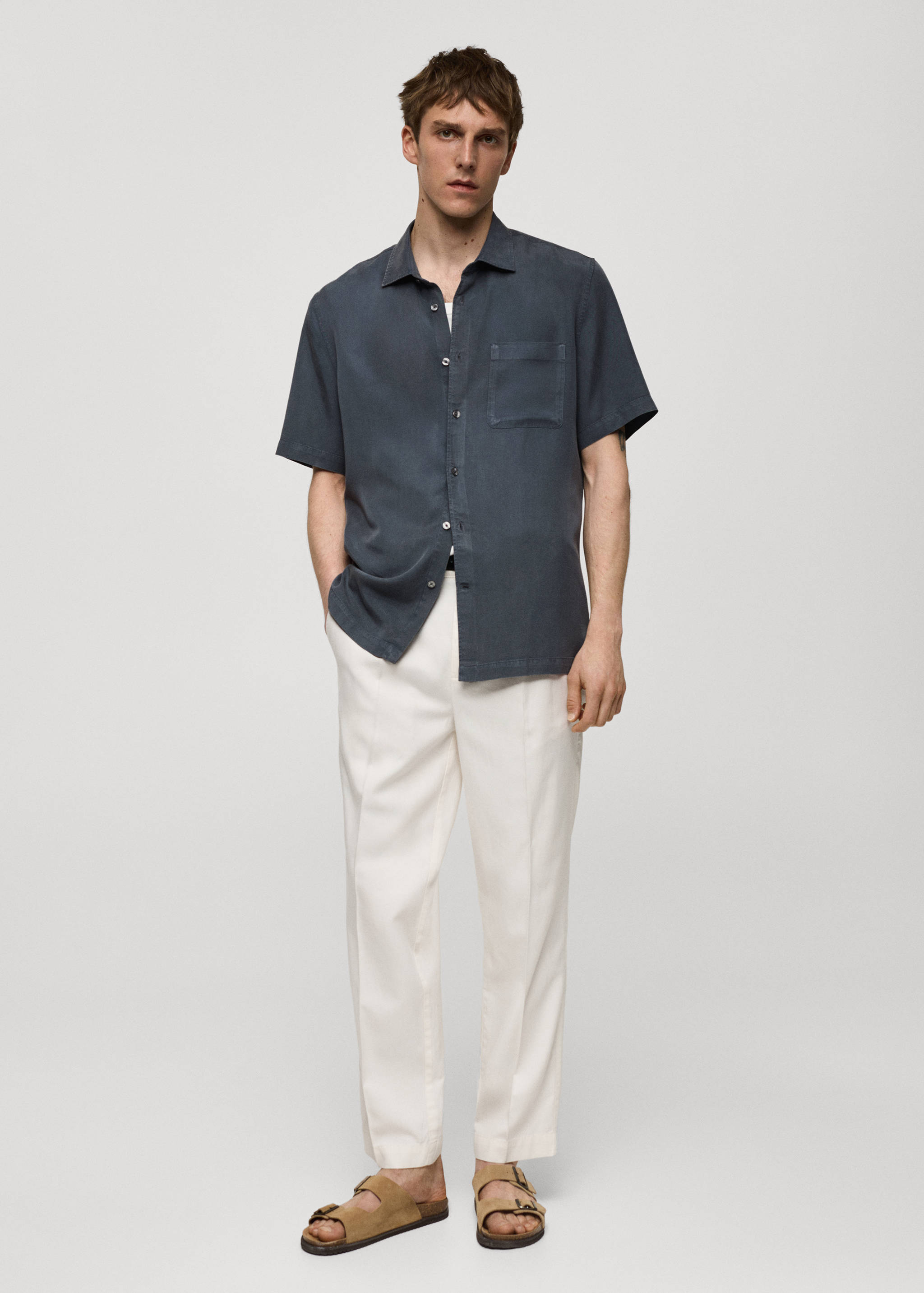 Regular-fit overhemd 100% tencel - Overzichtstekening