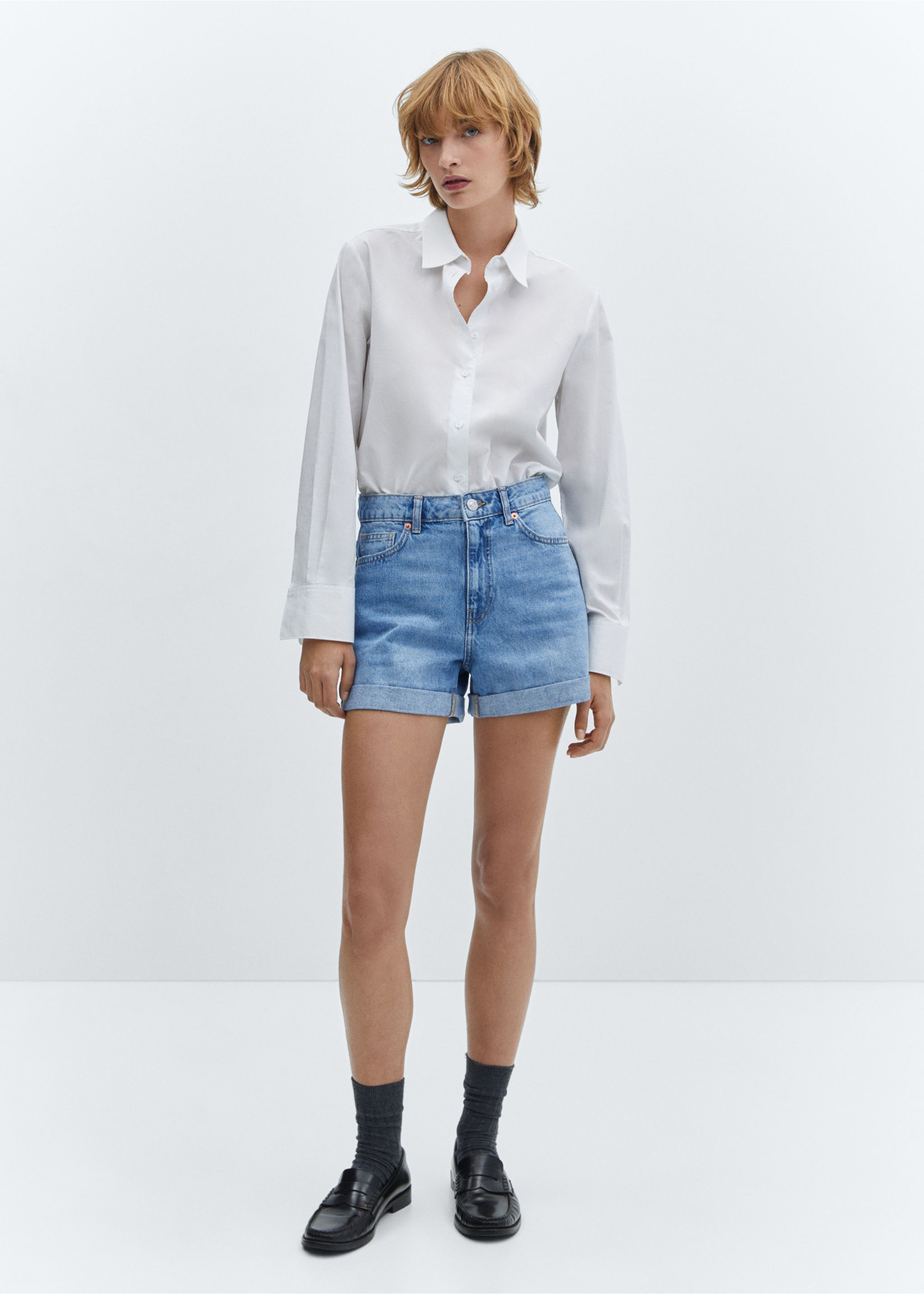 Mom-fit denim shorts - General plane