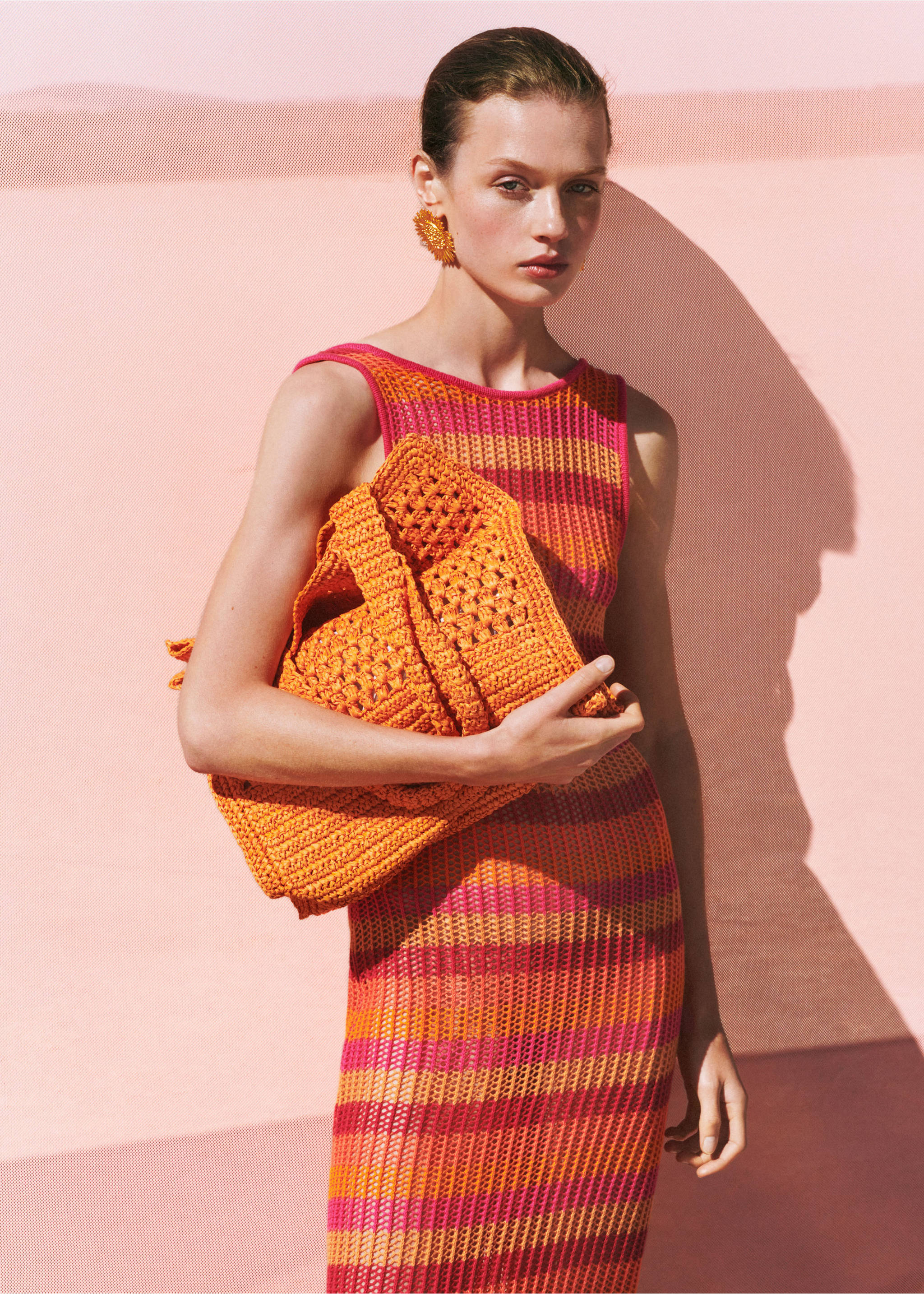 Sac cabas fibre naturelle - Plan général, Orange. Ref: 77000221-00.