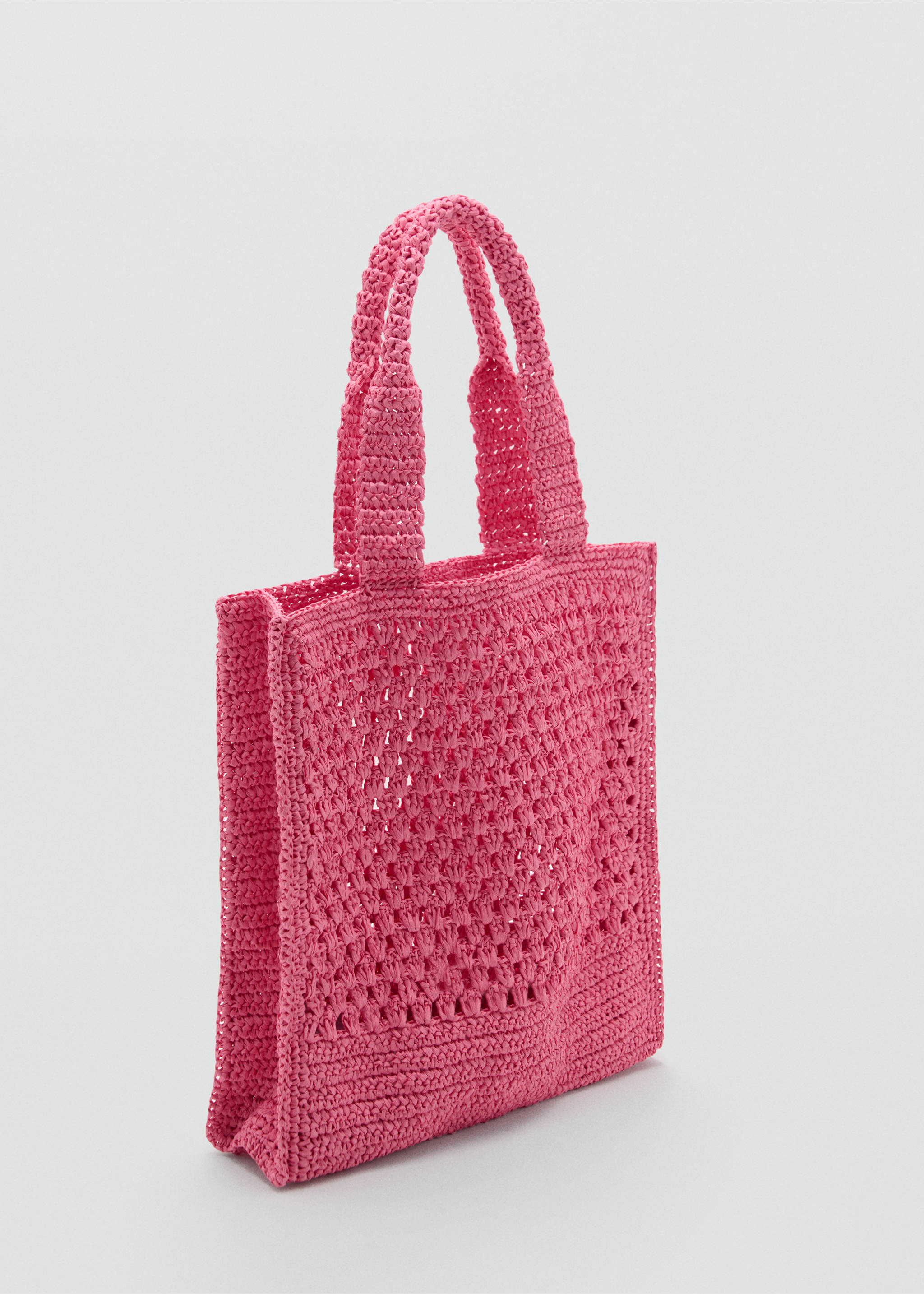 Natural fibre shopper bag - Medium plane, Pink. Ref: 77000221-00.