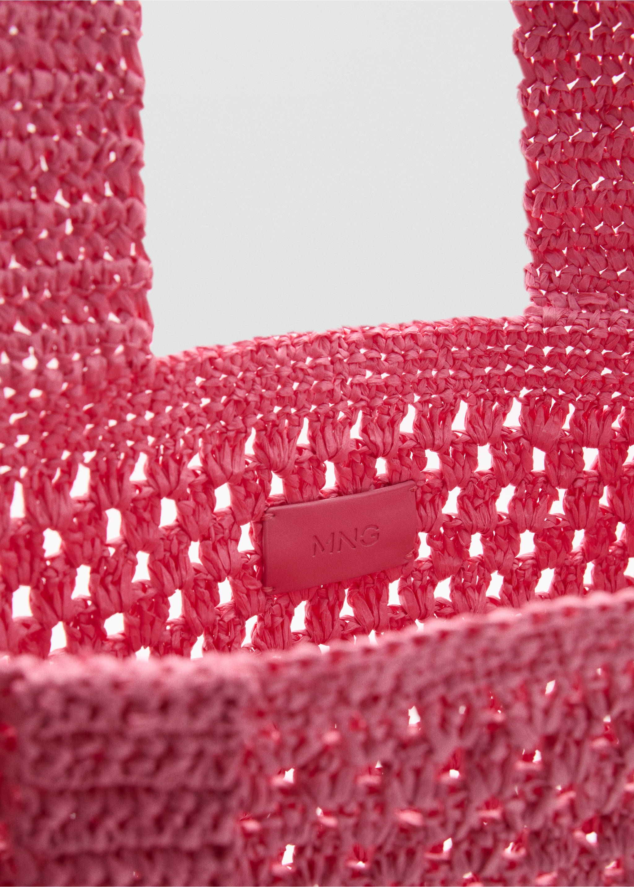 Natural fibre shopper bag - Details of the article 1, Pink. Ref: 77000221-00.