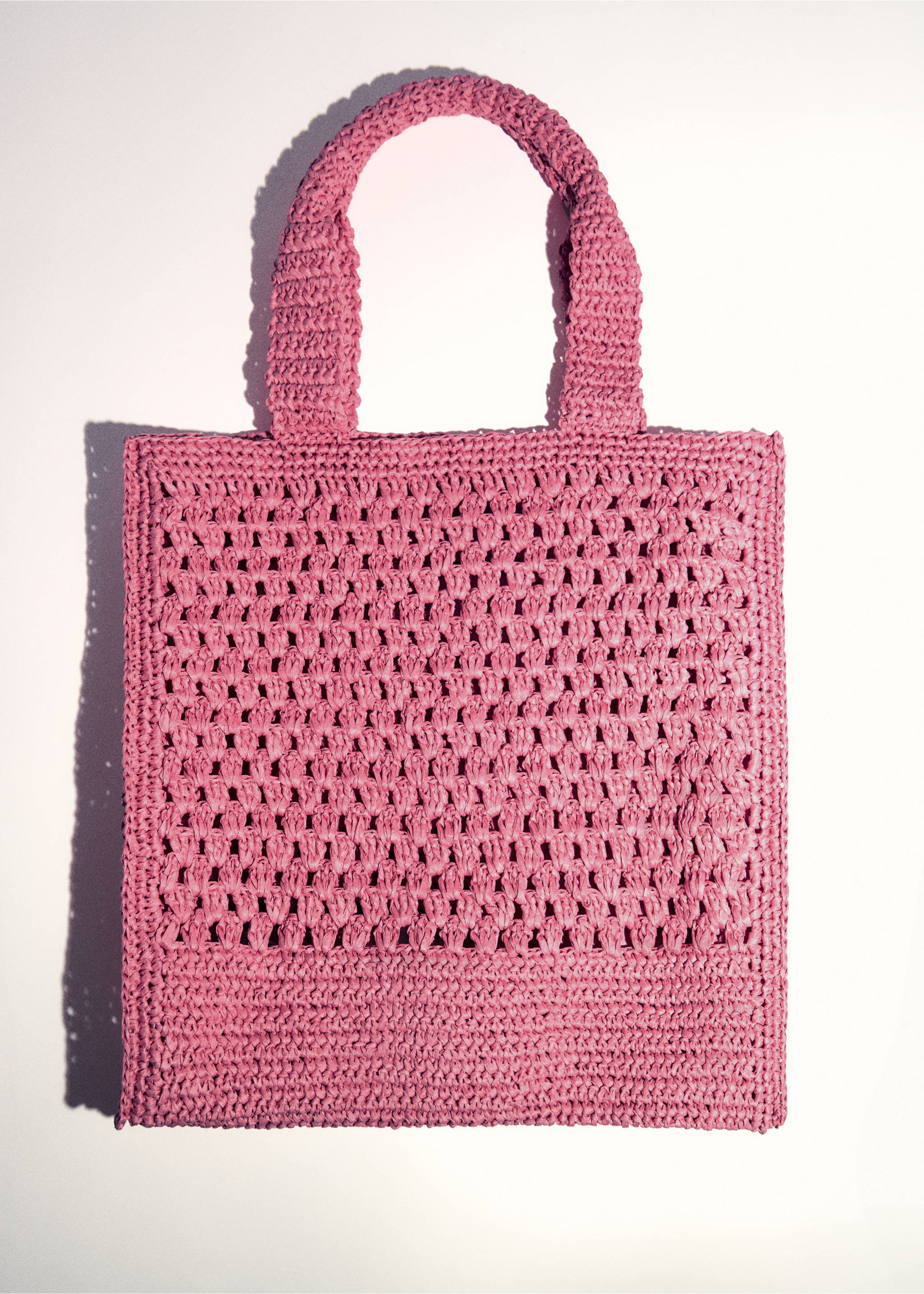 Natural fibre shopper bag - Details of the article 5, Pink. Ref: 77000221-00.