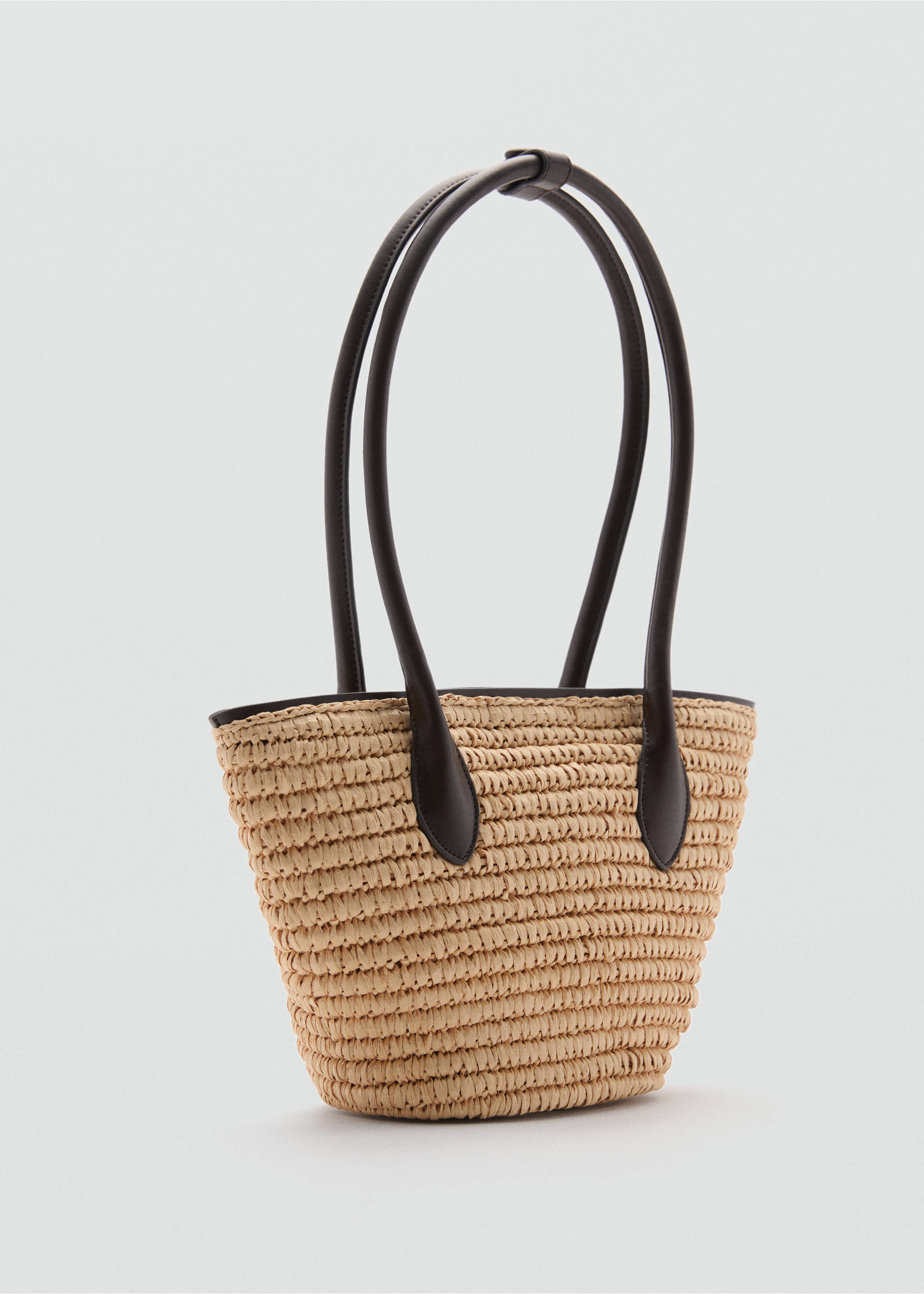 Natural fibre basket bag - Medium plane, Chocolate. Ref: 77000237-00.