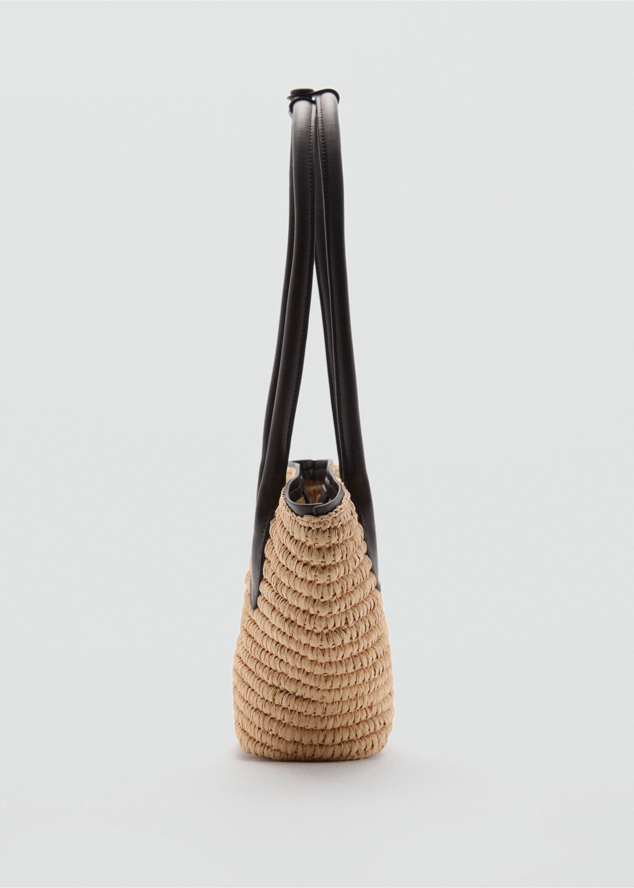 Natural fibre basket bag - Details of the article 1, Chocolate. Ref: 77000237-00.