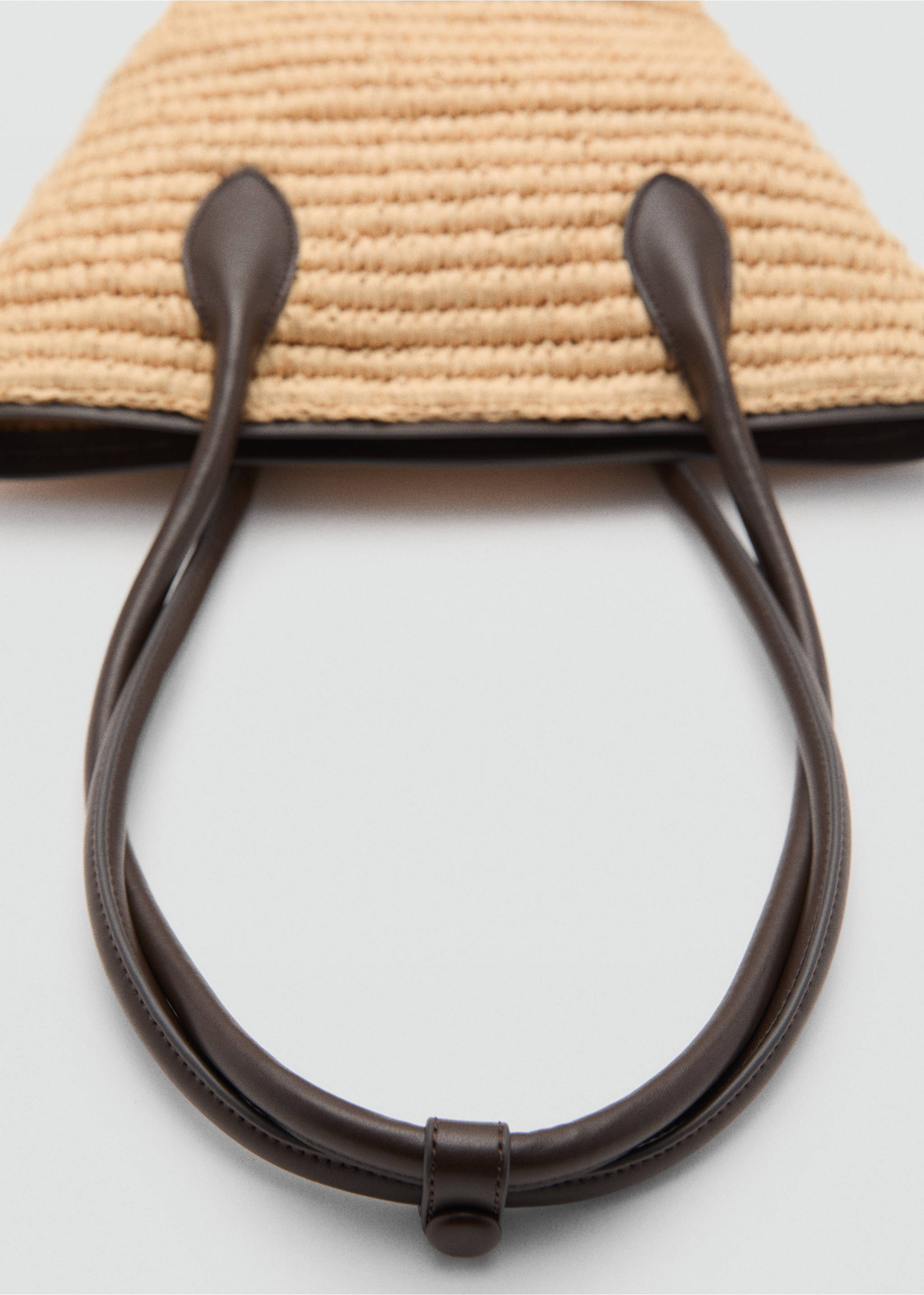 Natural fibre basket bag - Details of the article 3, Chocolate. Ref: 77000237-00.