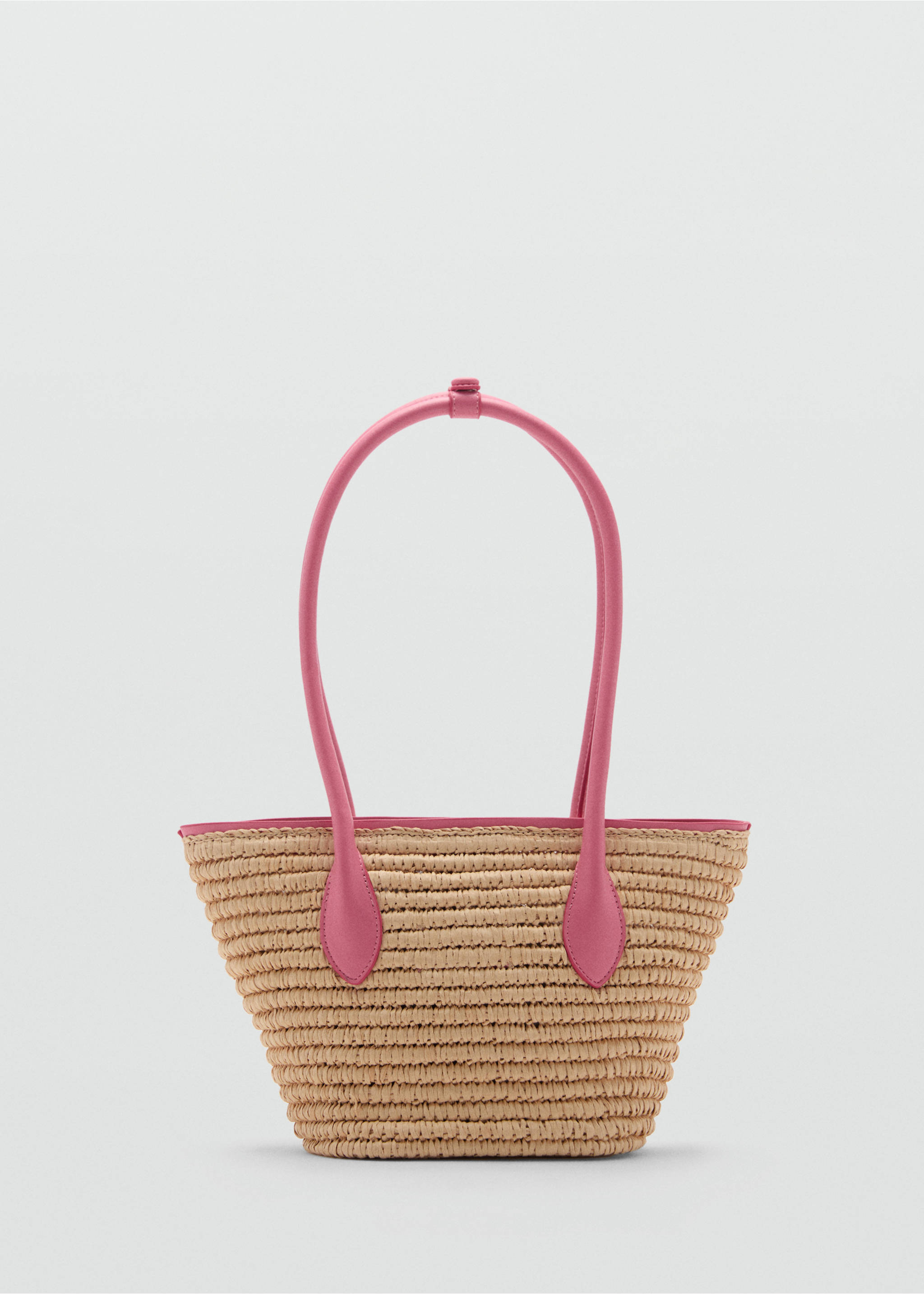 Natural fibre basket bag - Article without model, Bubblegum Pink. Ref: 77000237-00.