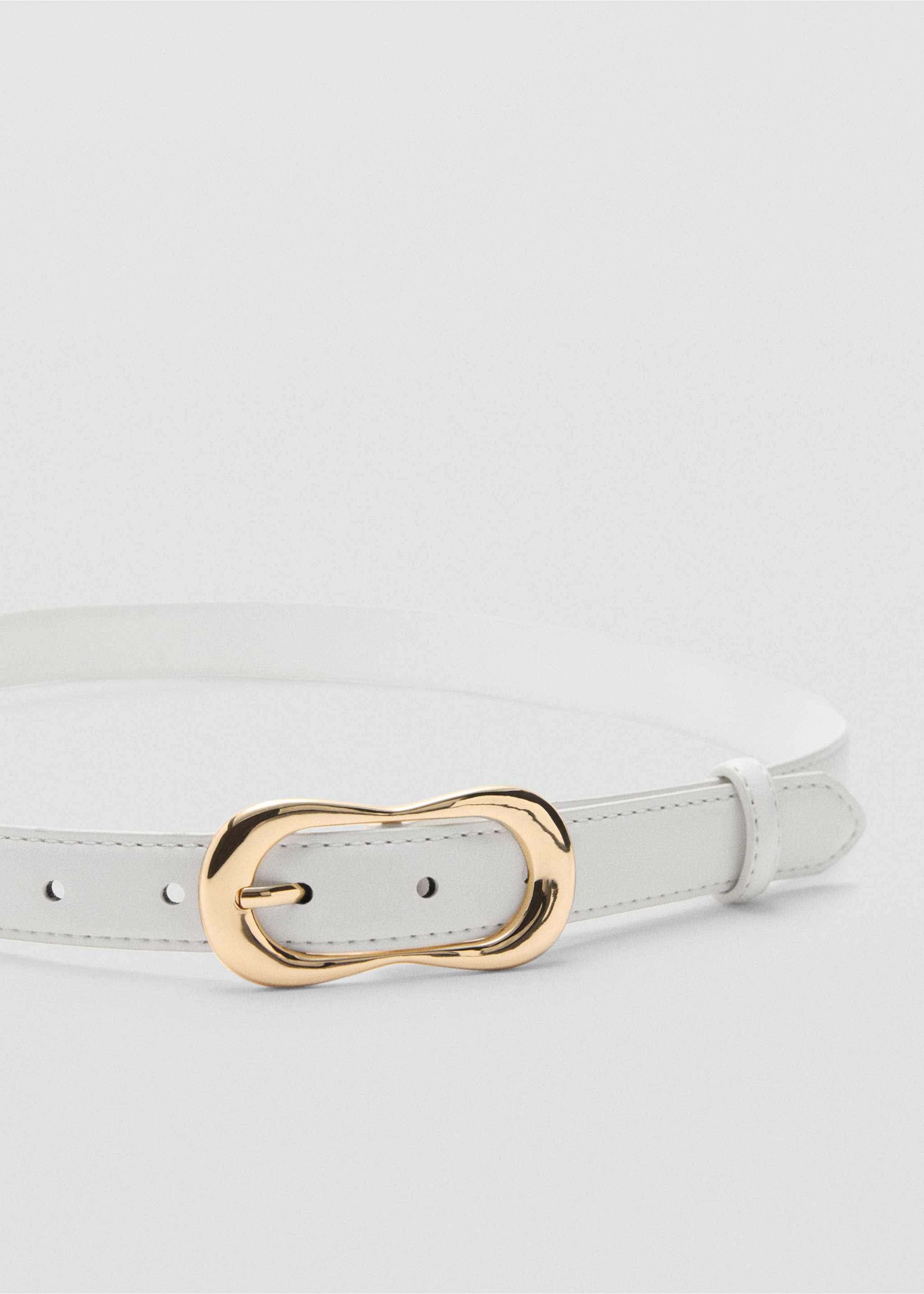 Buckle skinny belt - Medium plane, Ecru. Ref: 77000253-00.