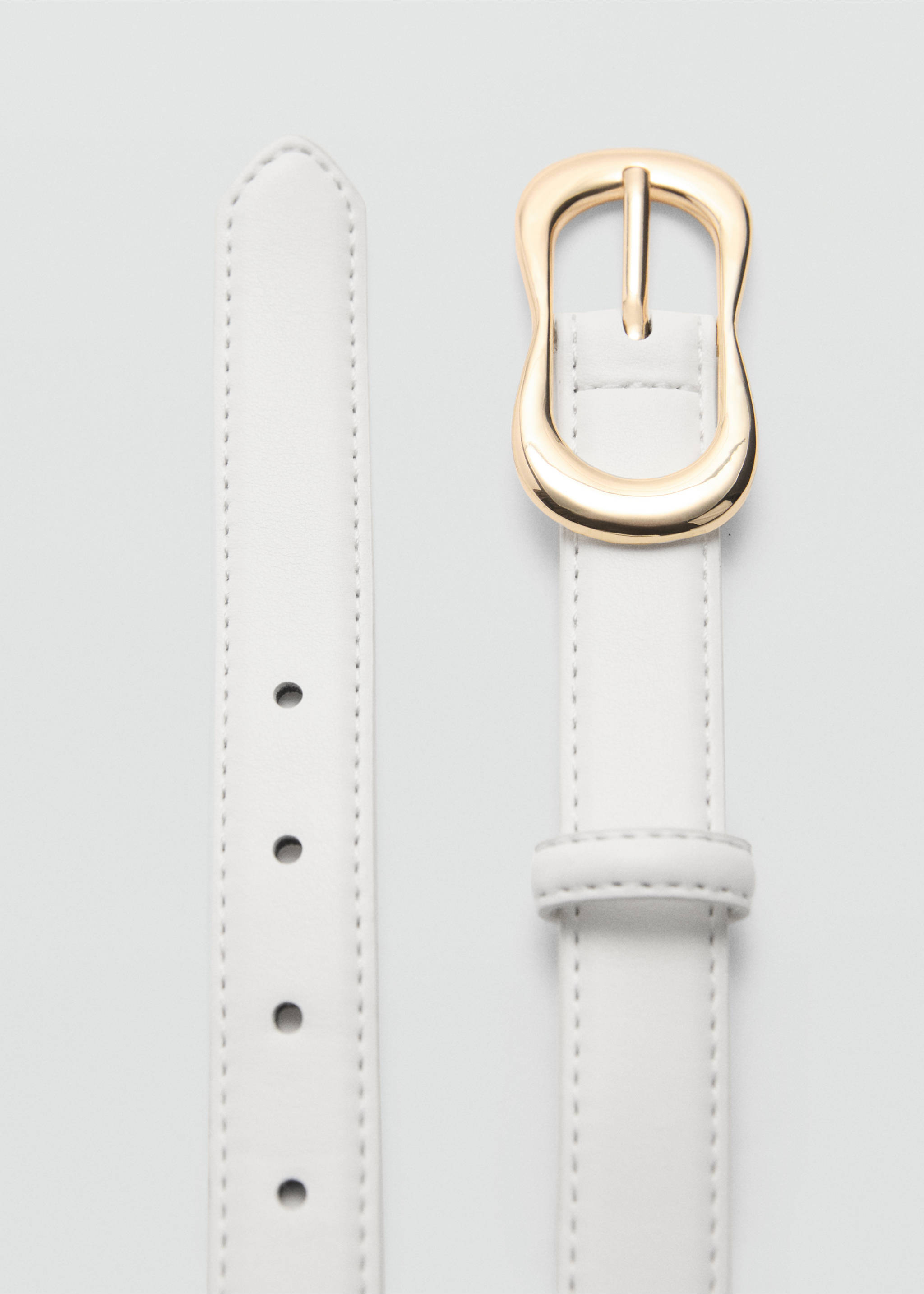 Buckle skinny belt - Details of the article 1, Ecru. Ref: 77000253-00.