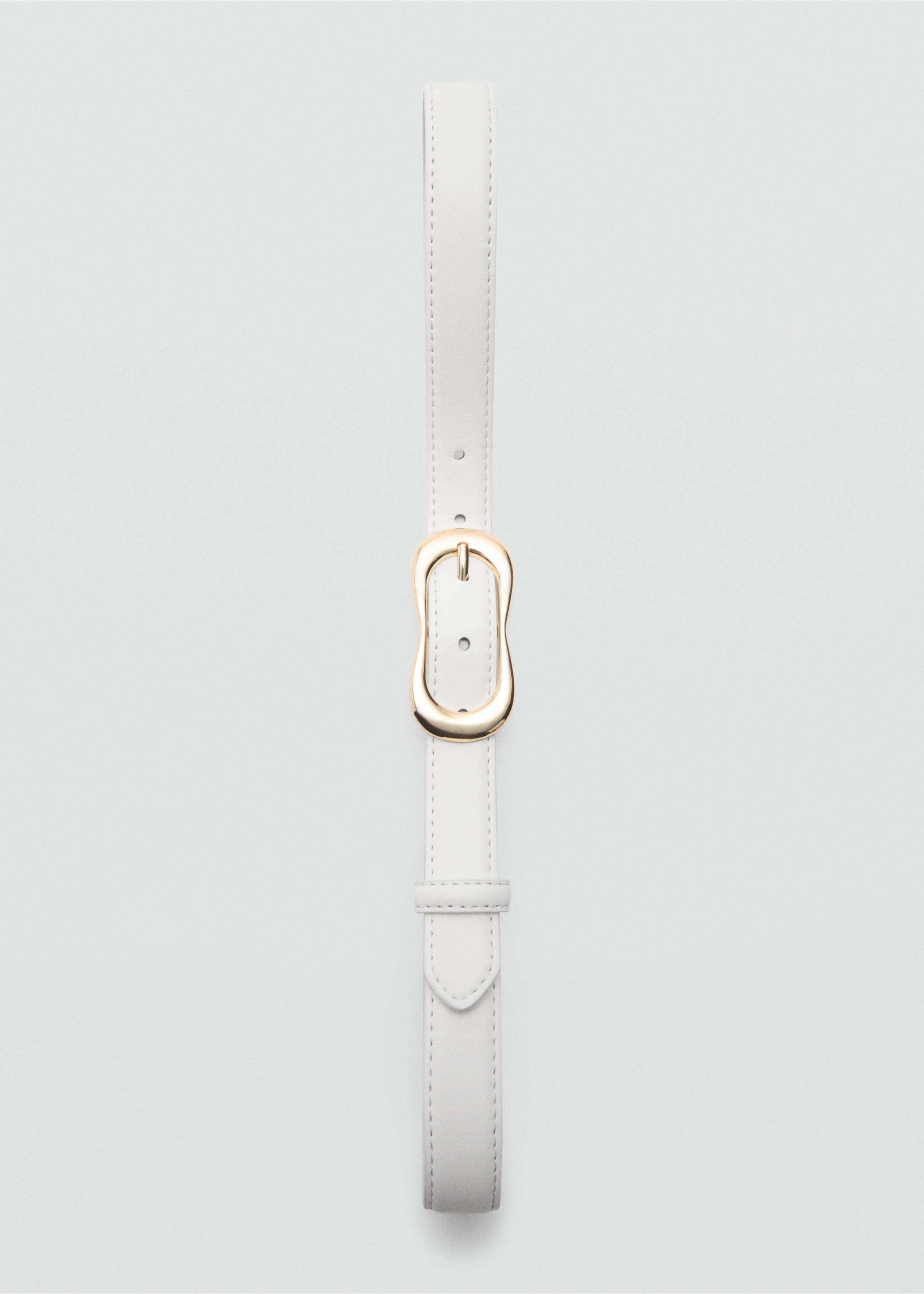Buckle skinny belt - Details of the article 2, Ecru. Ref: 77000253-00.