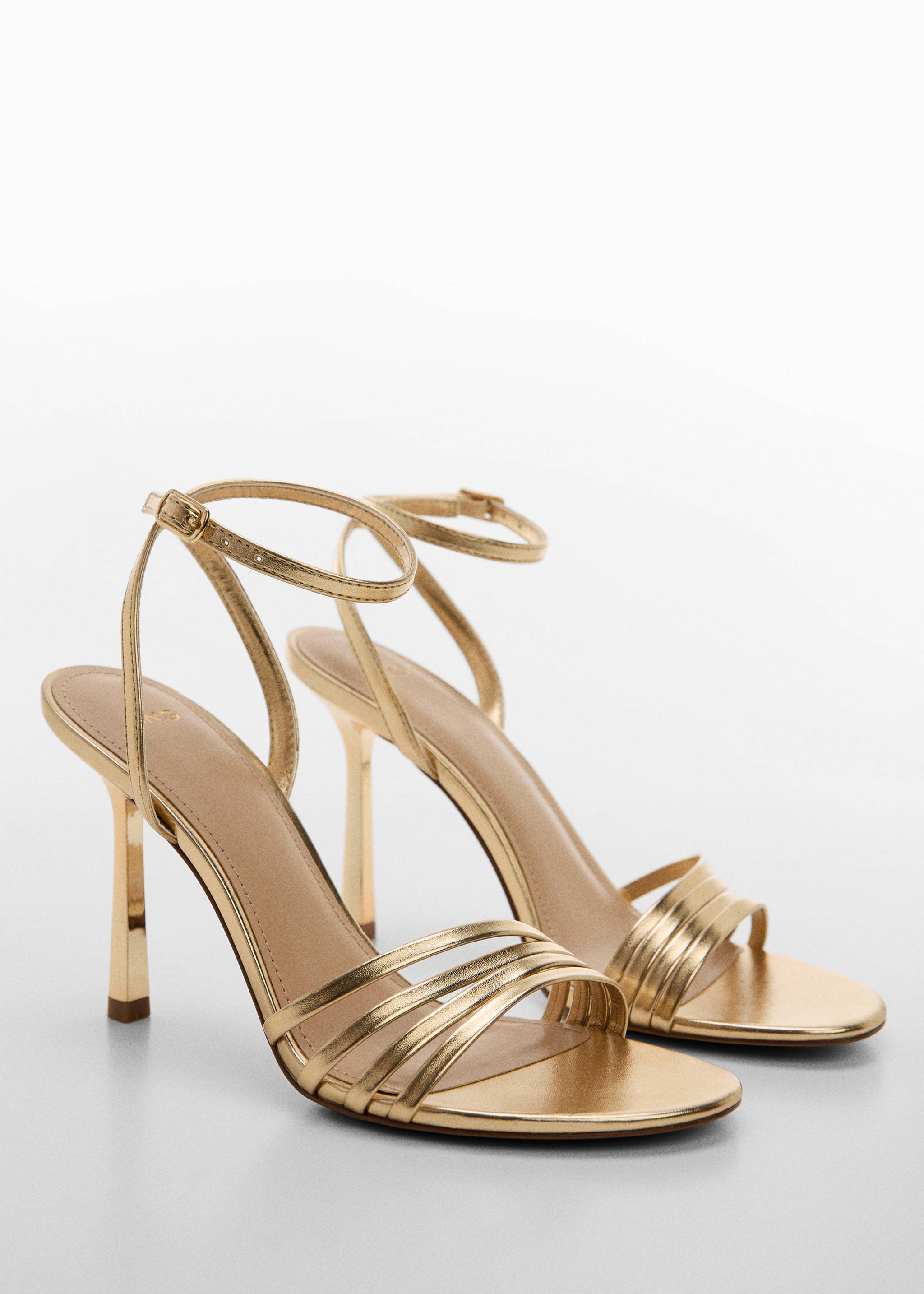 Metallic straps sandals - Medium plane, Gold. Ref: 77000259-00.