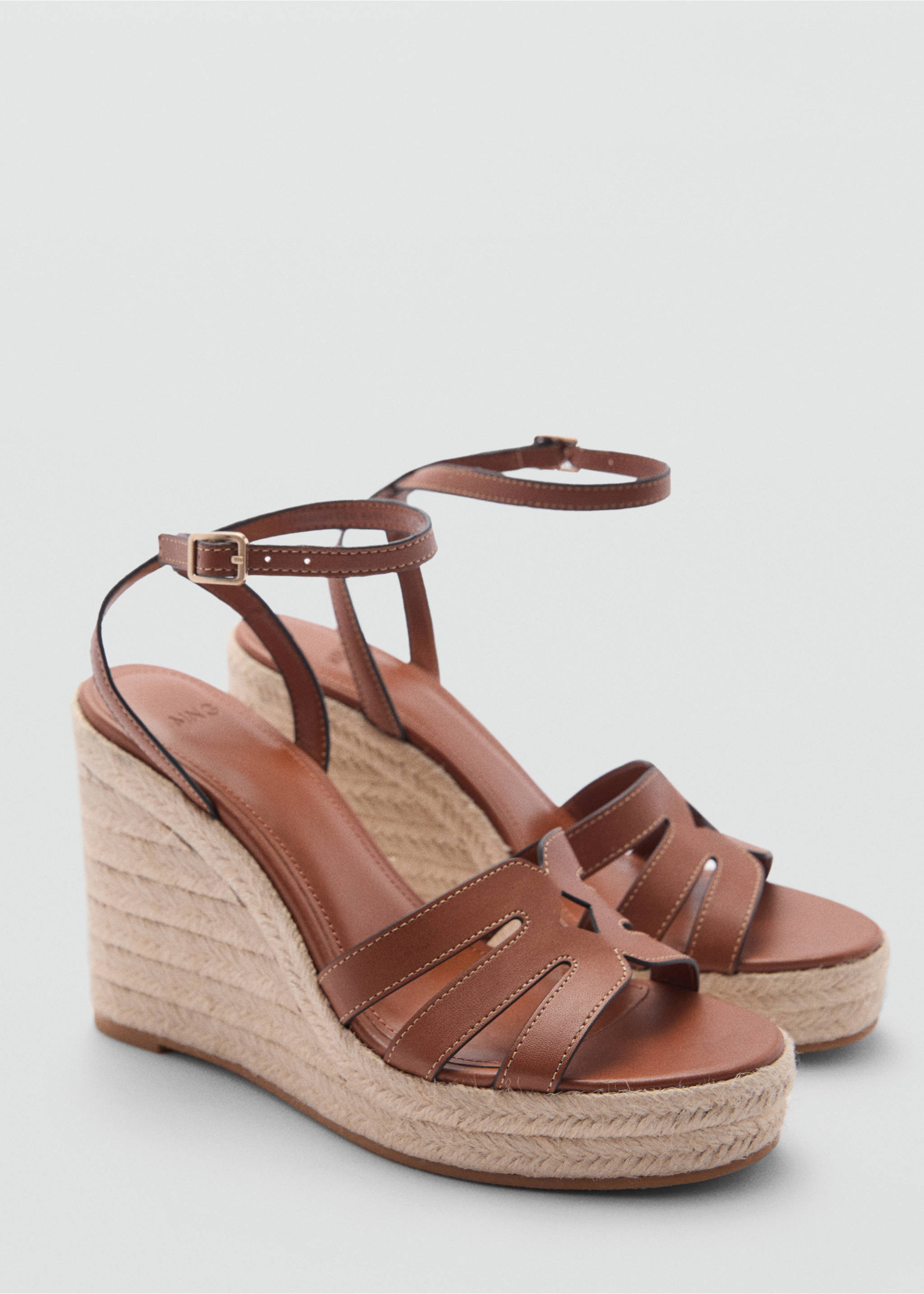 Wedge strips sandals - Medium plane, Leather. Ref: 77000261-00.