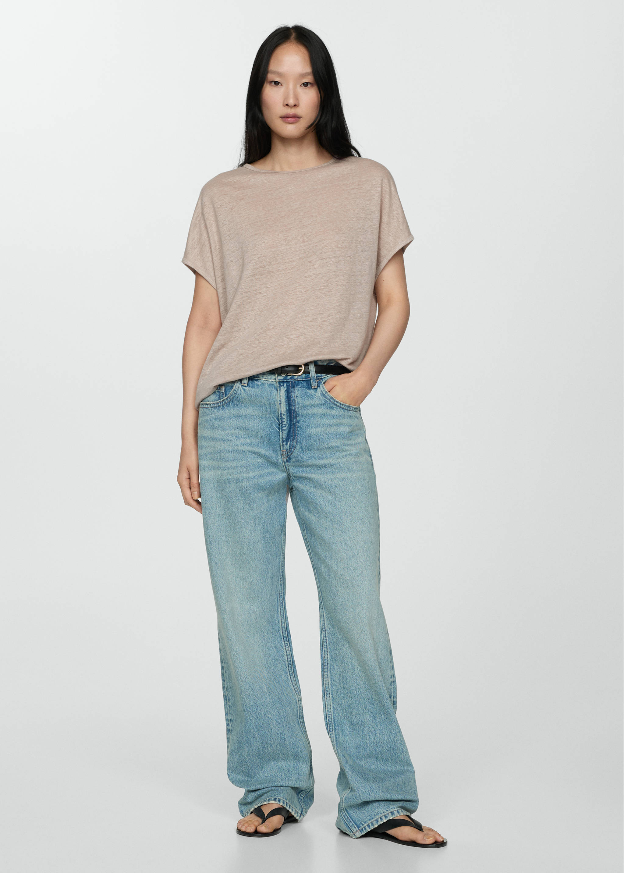 Camiseta lino manga corta - Plano general