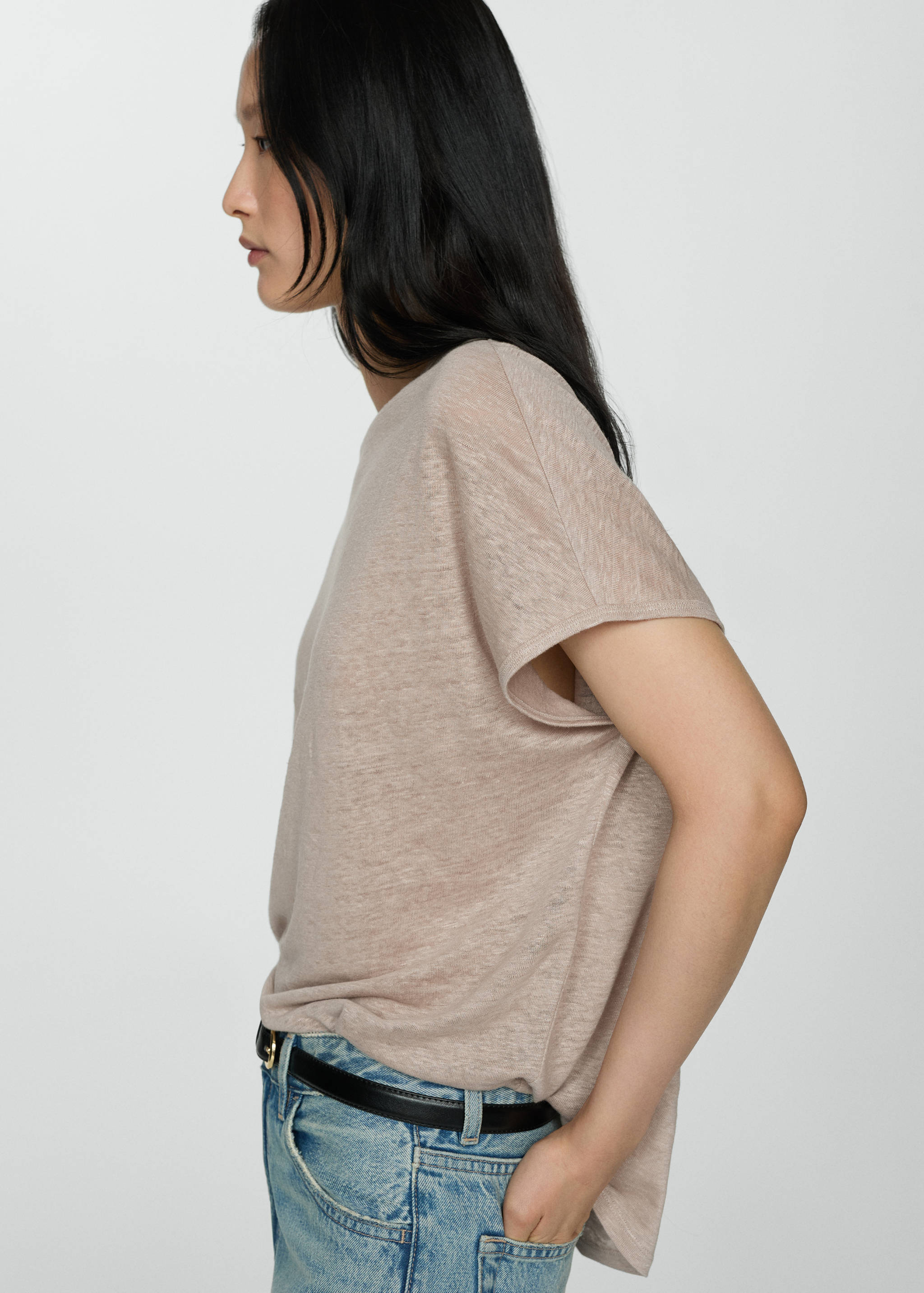 Camiseta lino manga corta - Detalle del artículo 6