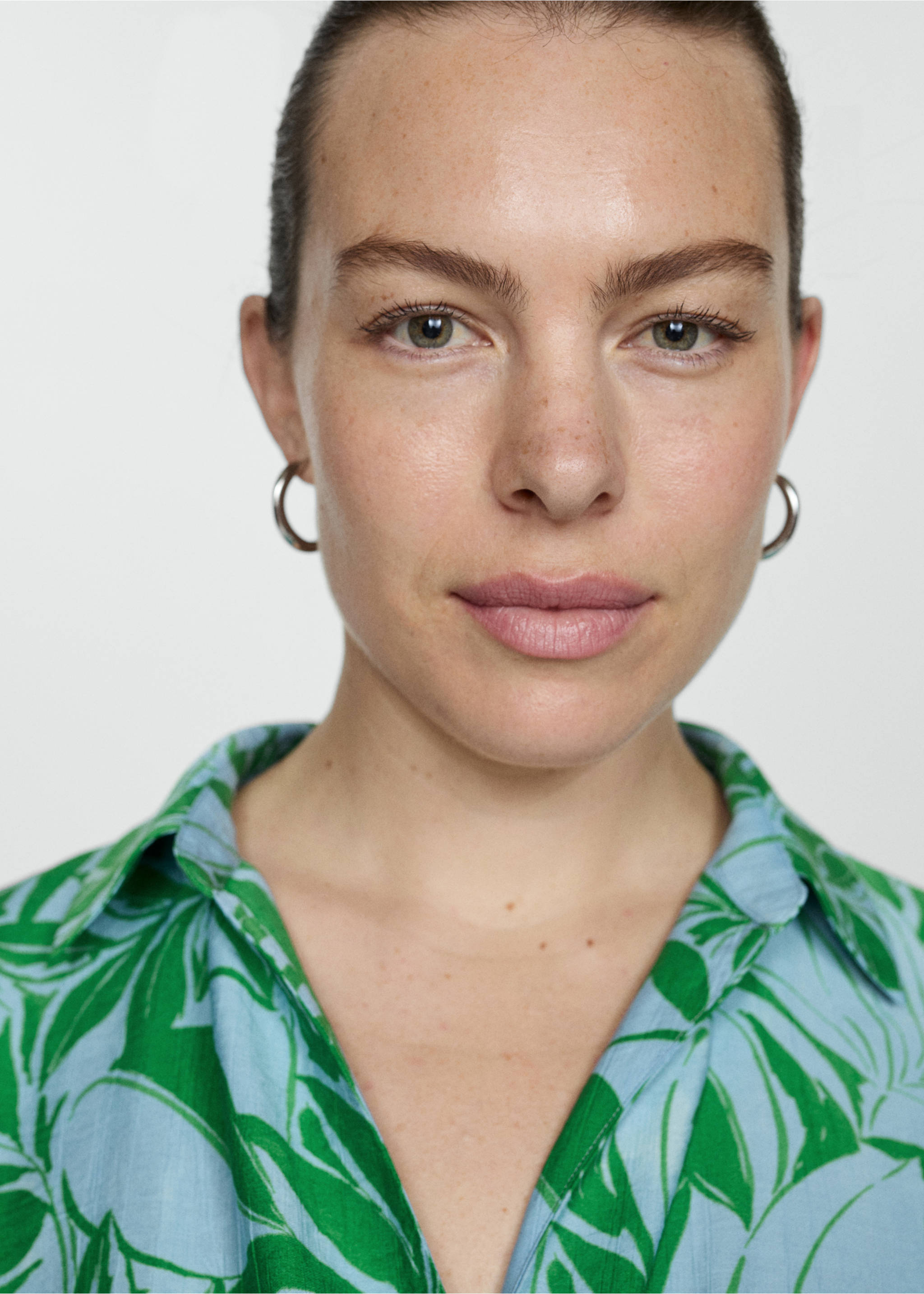 Print wrap dress - Details of the article 4, Blue. Ref: 77000355-00.