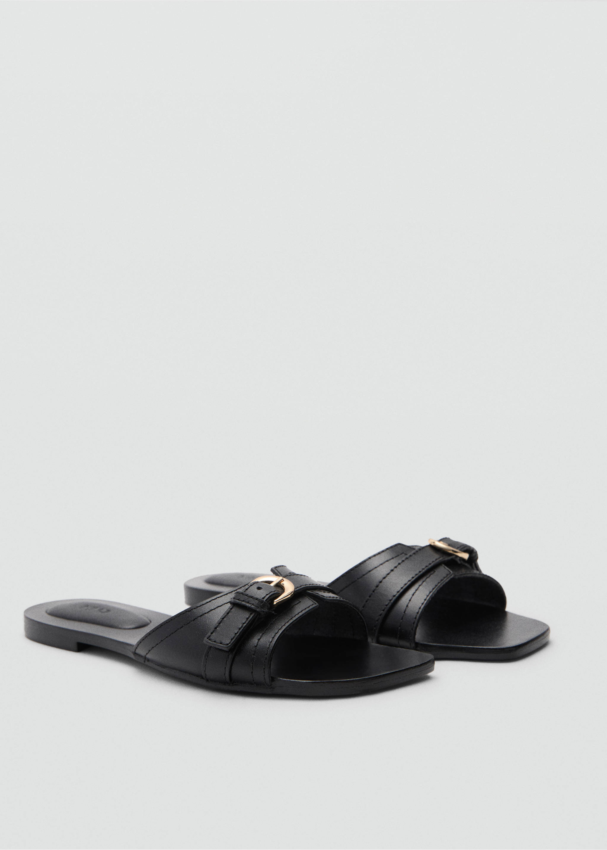 Buckle leather sandals - Medium plane, Black. Ref: 77000370-00.