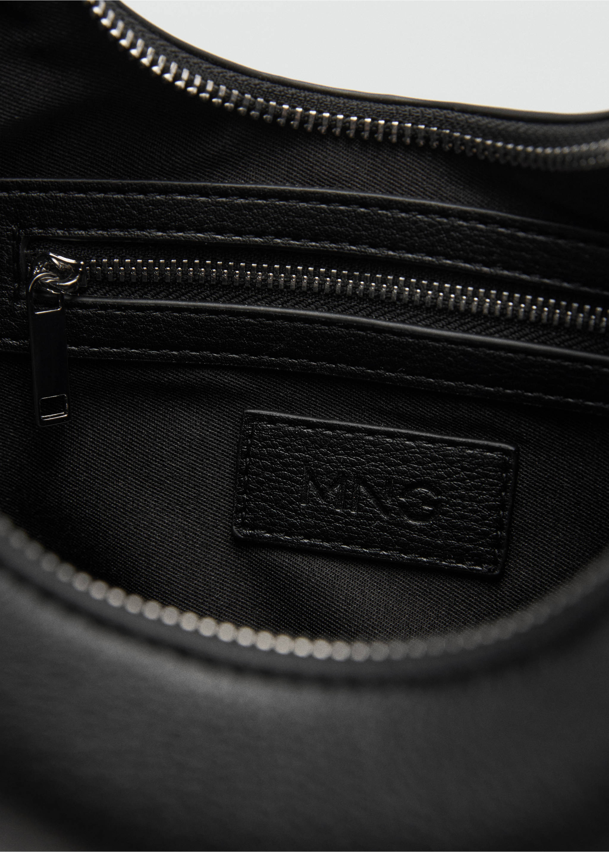 Faux-leather shoulder bag - Details of the article 4, Black. Ref: 77000374-00.