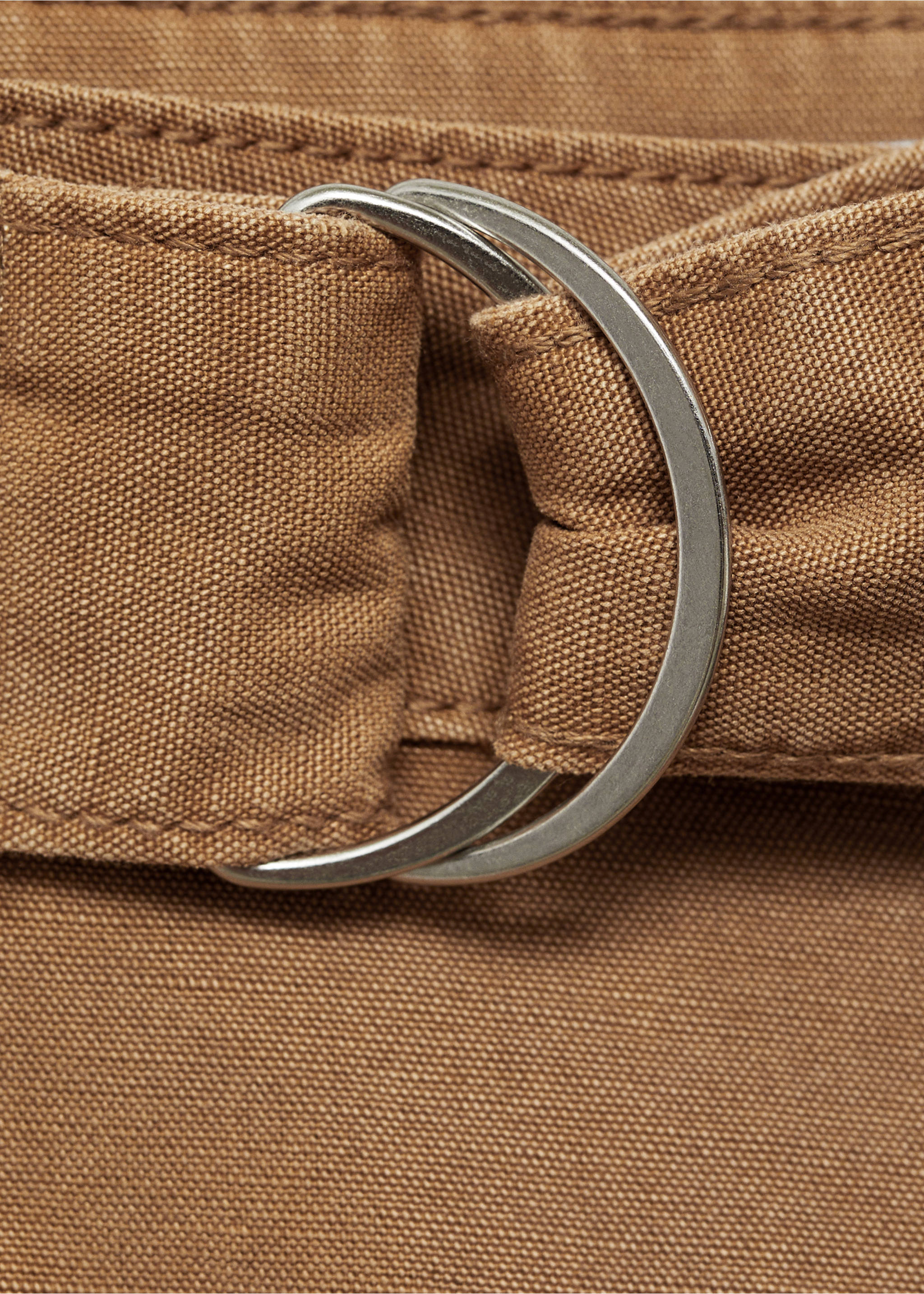 Flowy wide leg trousers with belt - Details of the article 8, Brown. Ref: 77000378-00.